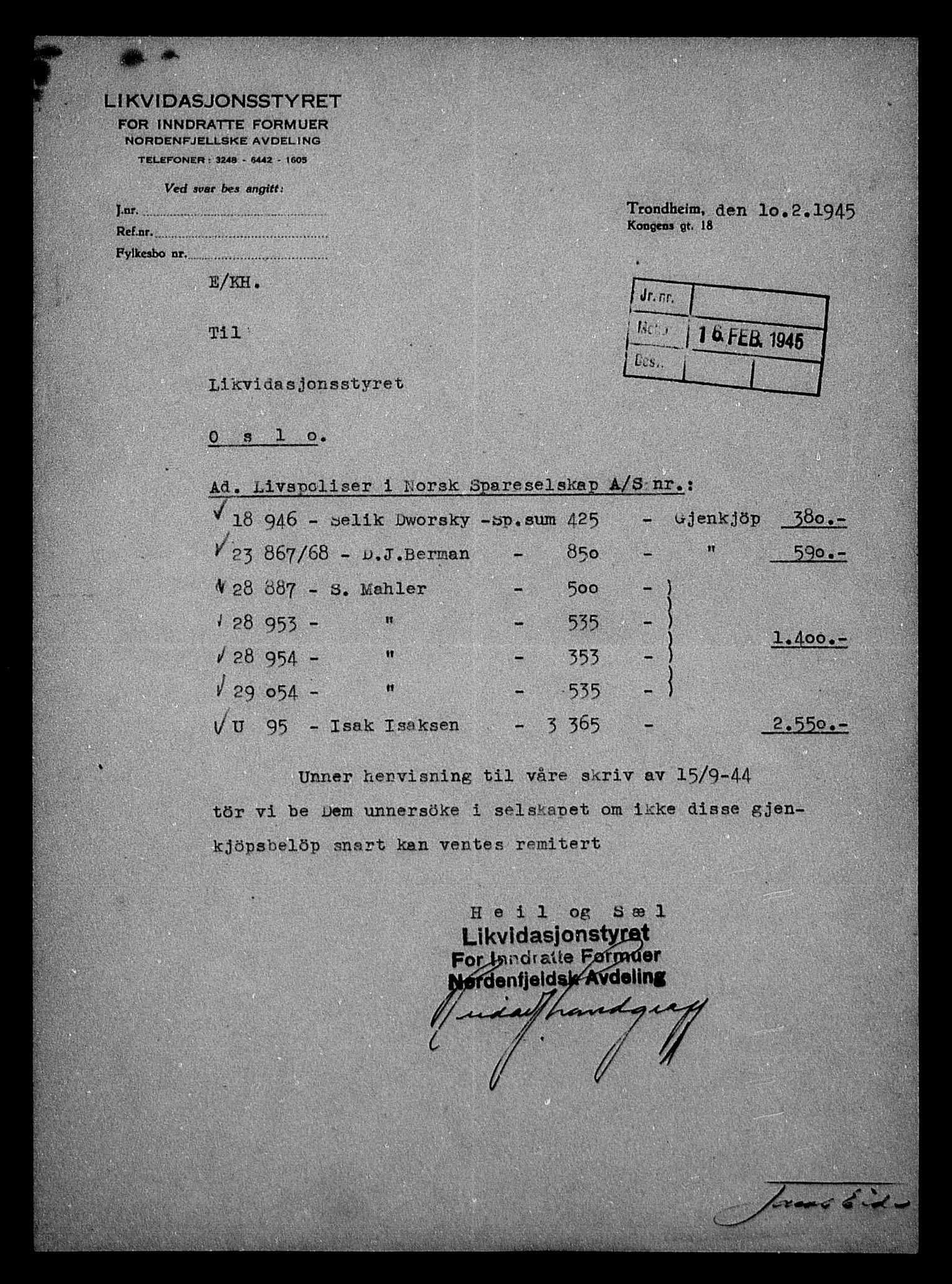 Justisdepartementet, Tilbakeføringskontoret for inndratte formuer, AV/RA-S-1564/H/Hc/Hca/L0895: --, 1945-1947, p. 12