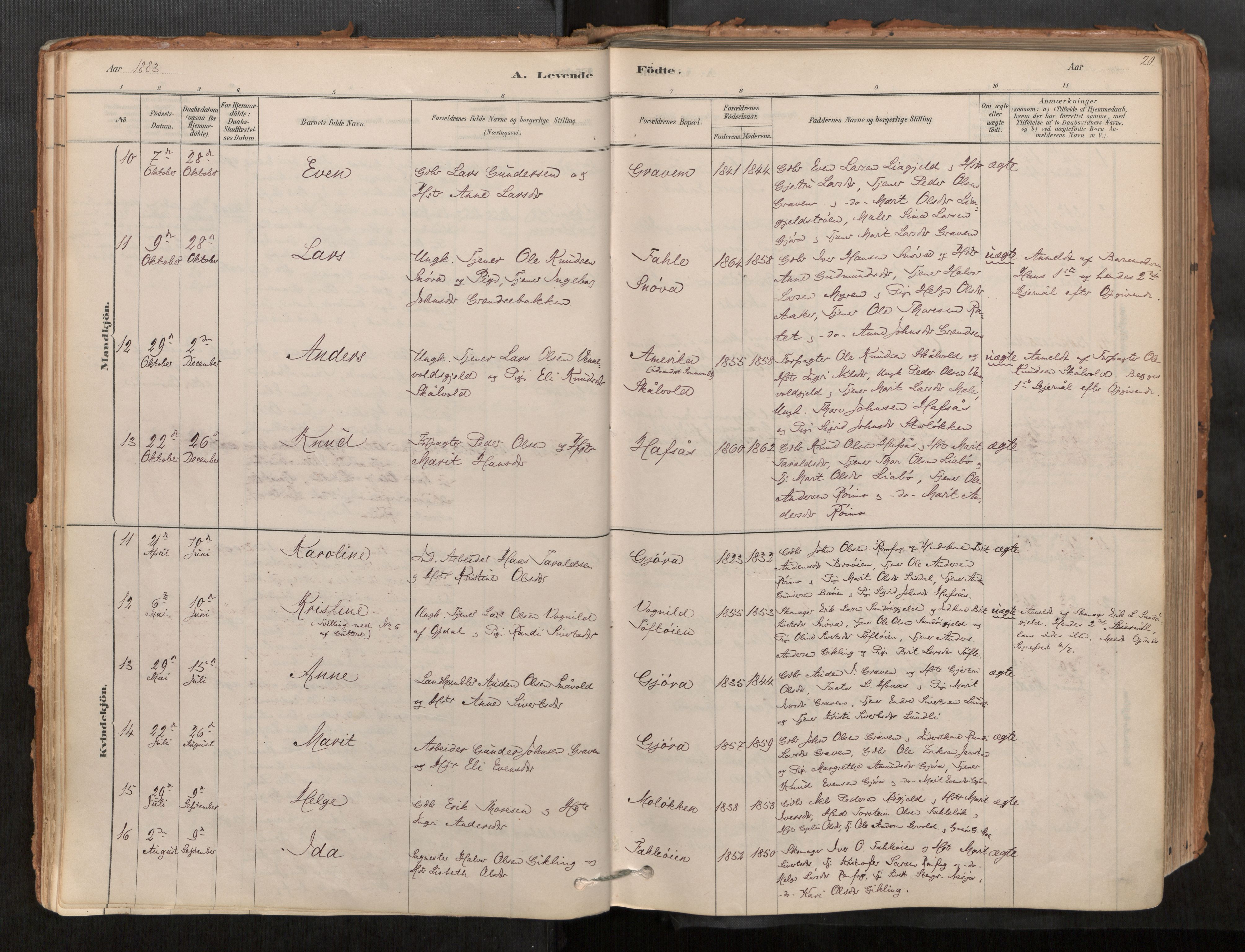 Sunndal sokneprestkontor, AV/SAT-A-1085/1/I/I1/I1a/L0001: Parish register (official) no. 1, 1877-1914, p. 20