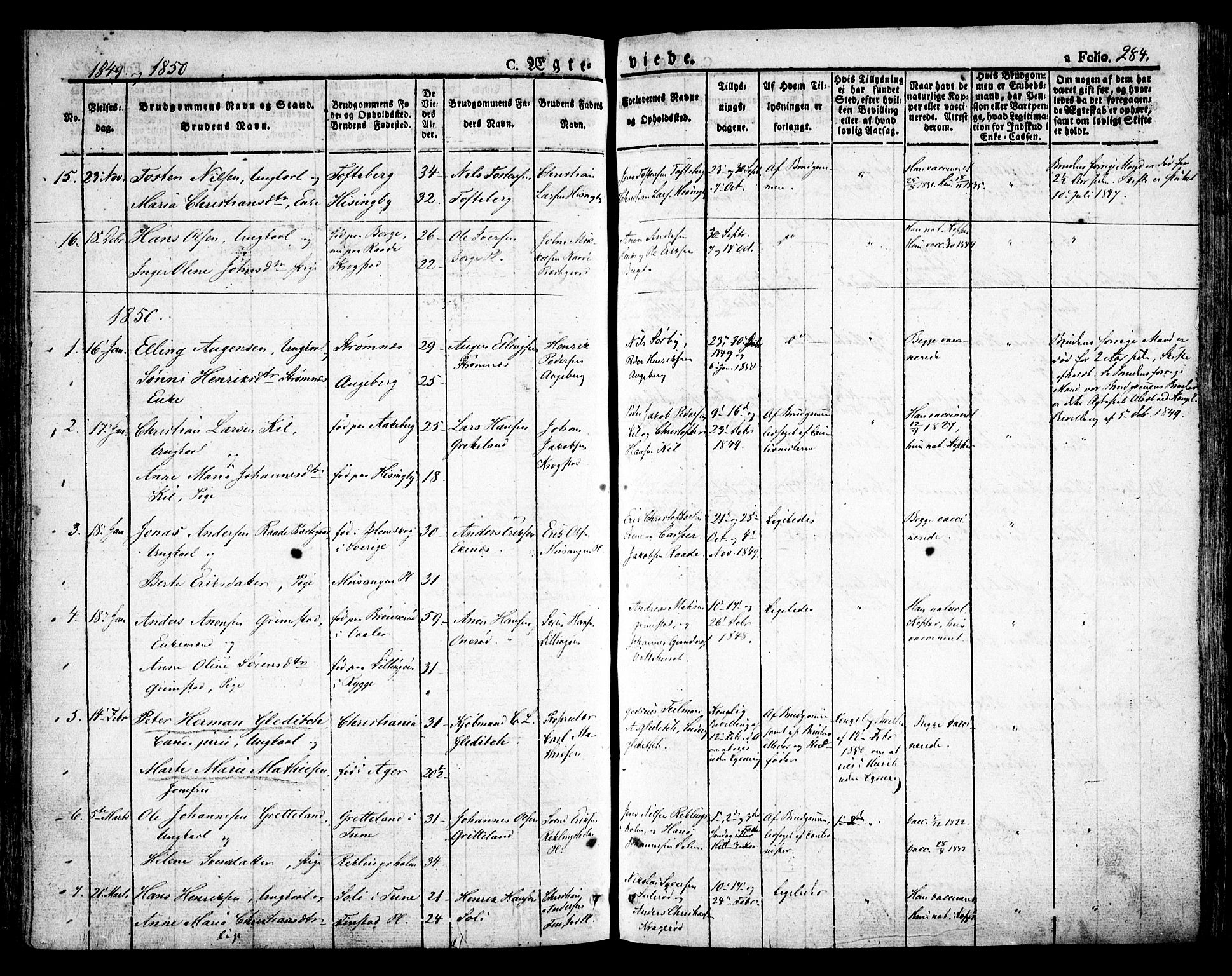 Råde prestekontor kirkebøker, SAO/A-2009/F/Fa/L0005: Parish register (official) no. 5, 1830-1853, p. 284