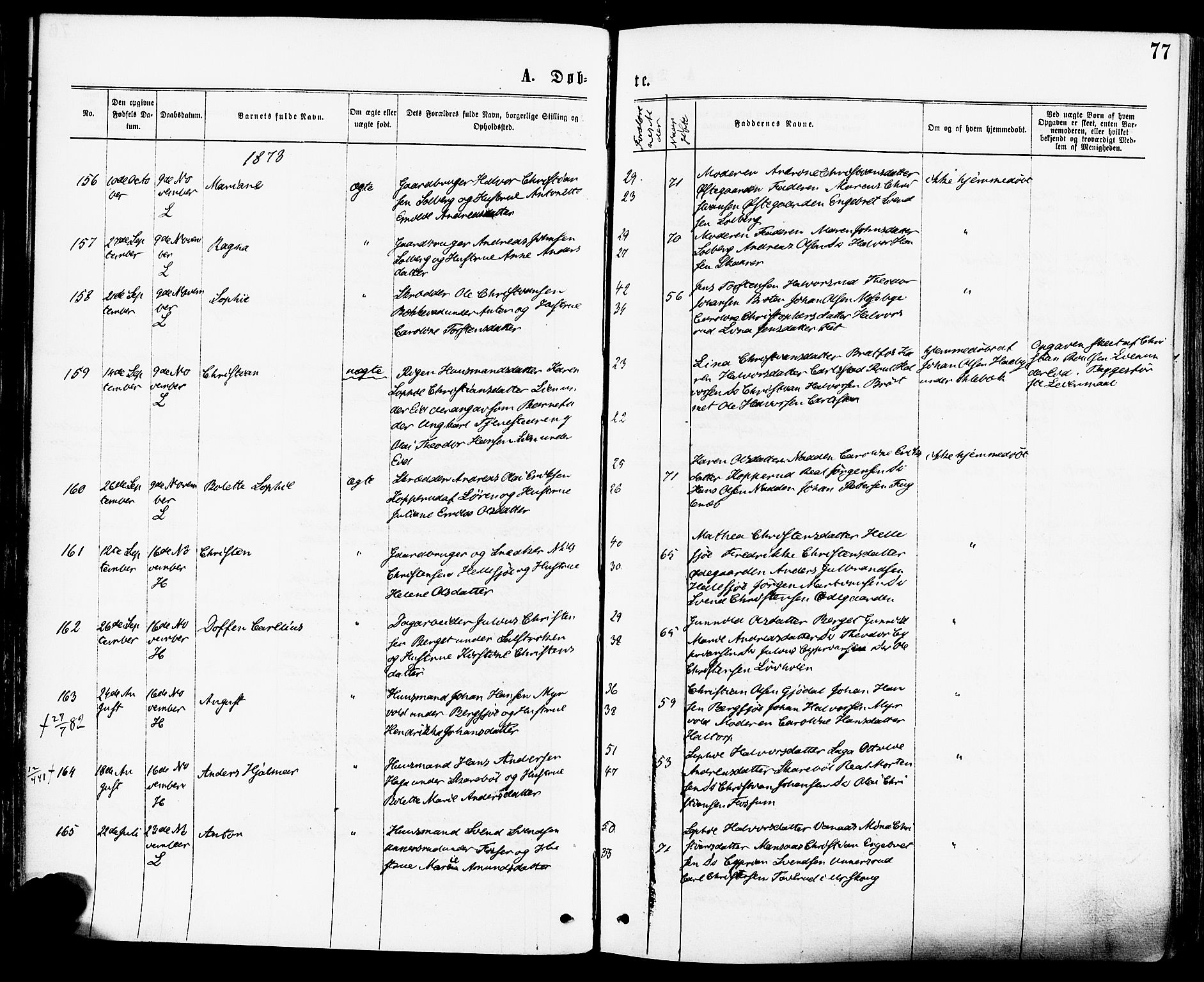 Høland prestekontor Kirkebøker, SAO/A-10346a/F/Fa/L0012.a: Parish register (official) no. I 12A, 1869-1879, p. 77