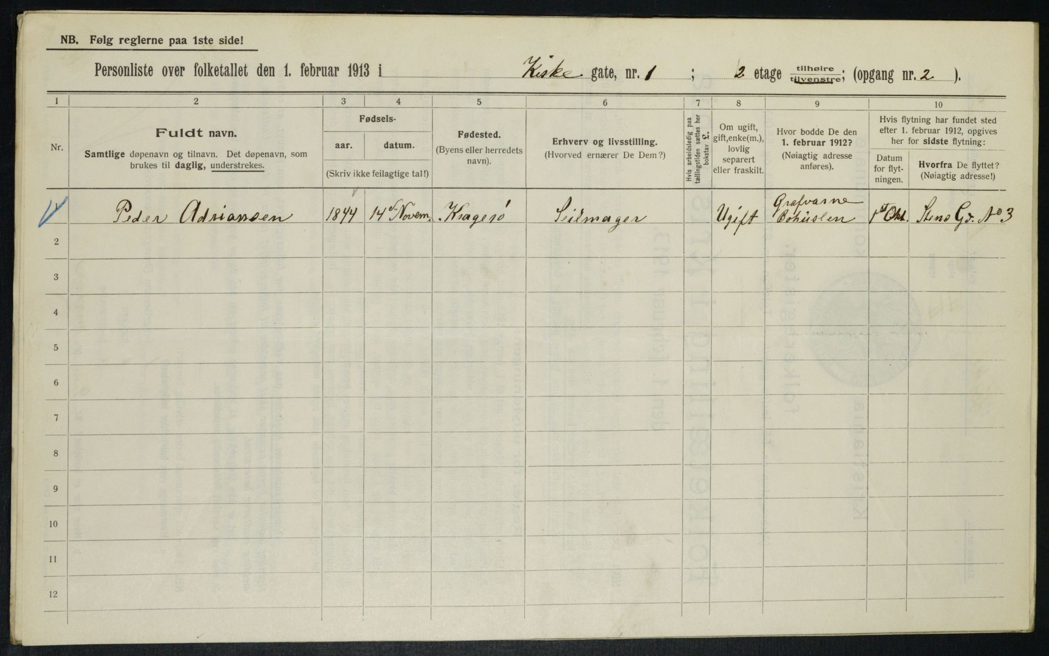 OBA, Municipal Census 1913 for Kristiania, 1913, p. 49483