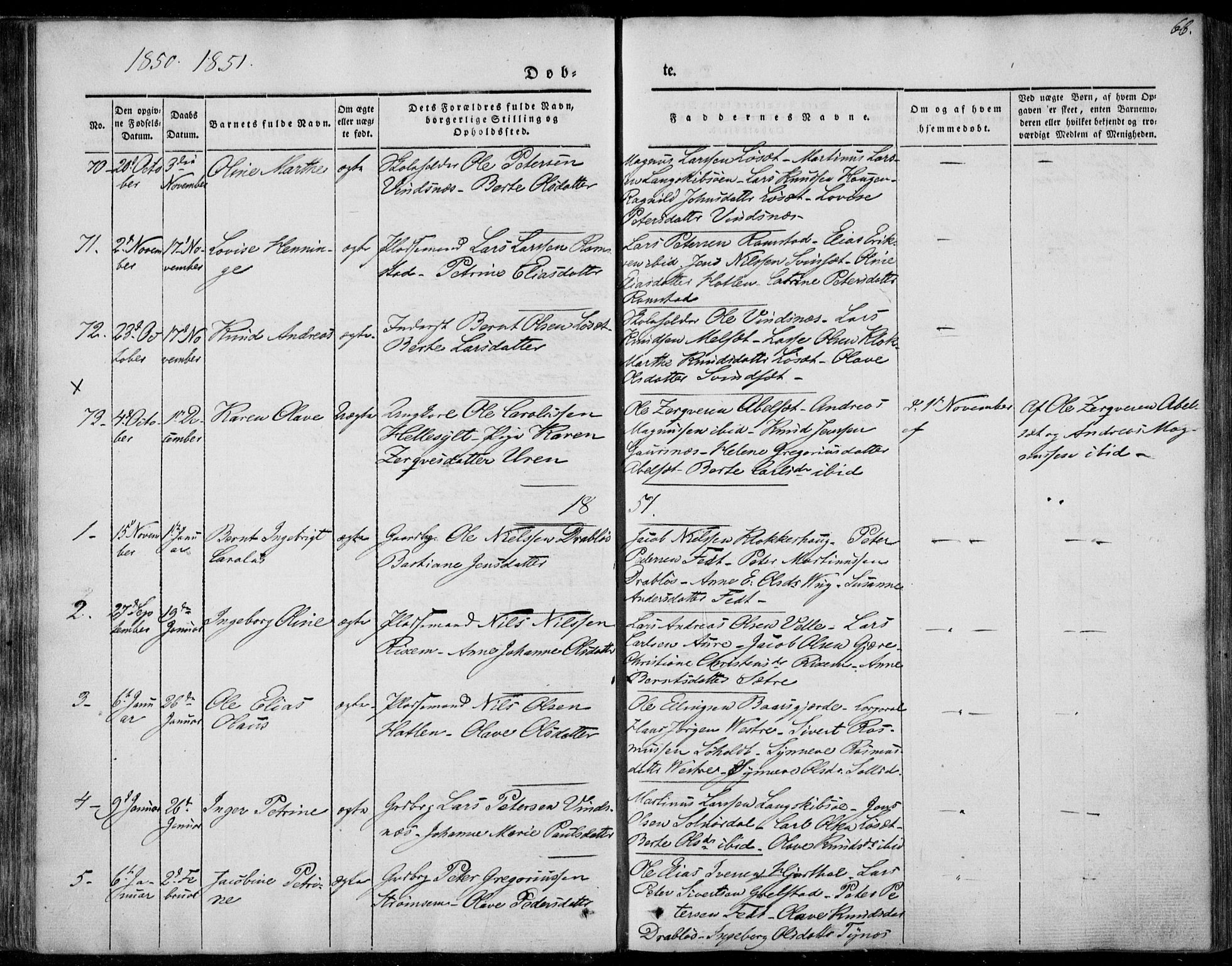 Ministerialprotokoller, klokkerbøker og fødselsregistre - Møre og Romsdal, SAT/A-1454/522/L0312: Parish register (official) no. 522A07, 1843-1851, p. 66
