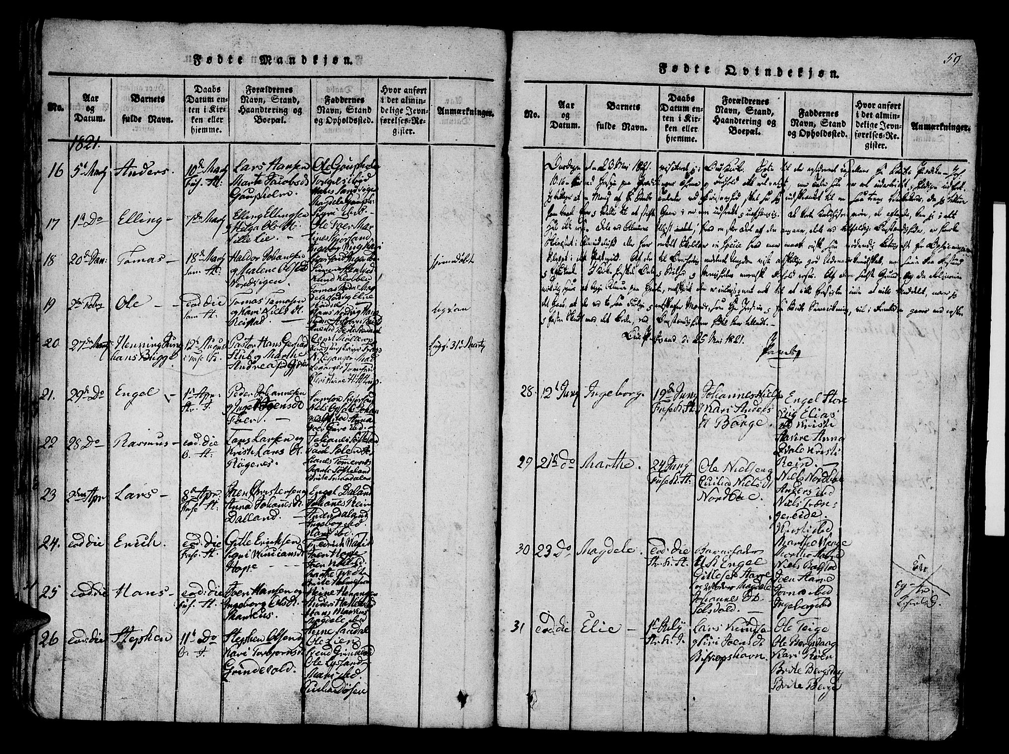 Os sokneprestembete, SAB/A-99929: Parish register (official) no. A 12, 1816-1825, p. 59