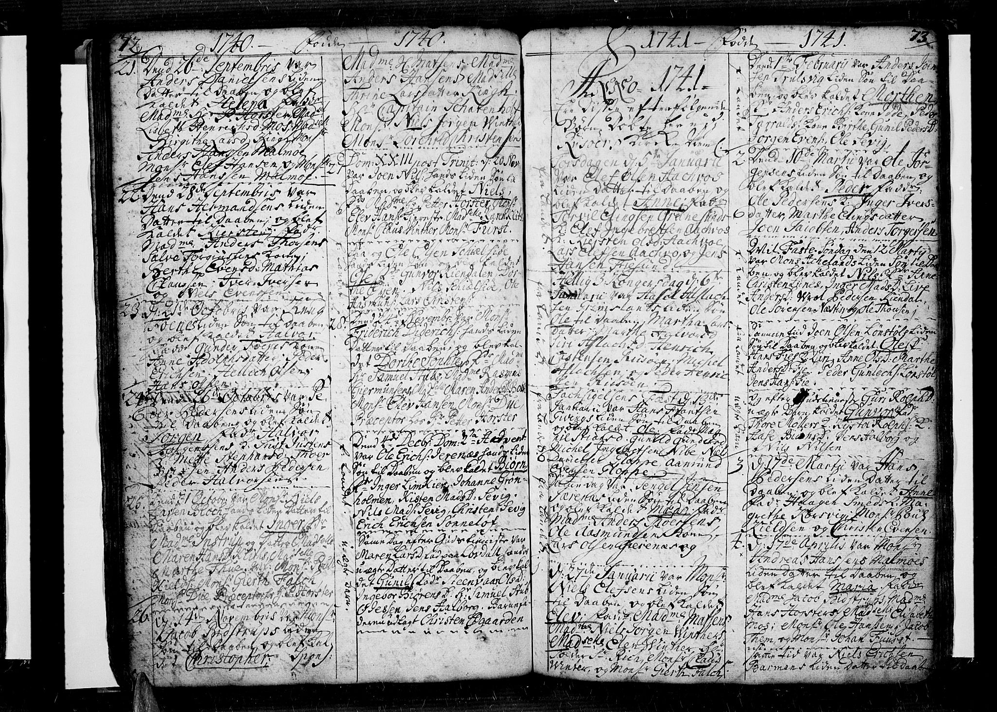 Risør sokneprestkontor, SAK/1111-0035/F/Fb/L0001: Parish register (copy) no. B 1, 1716-1747, p. 72-73