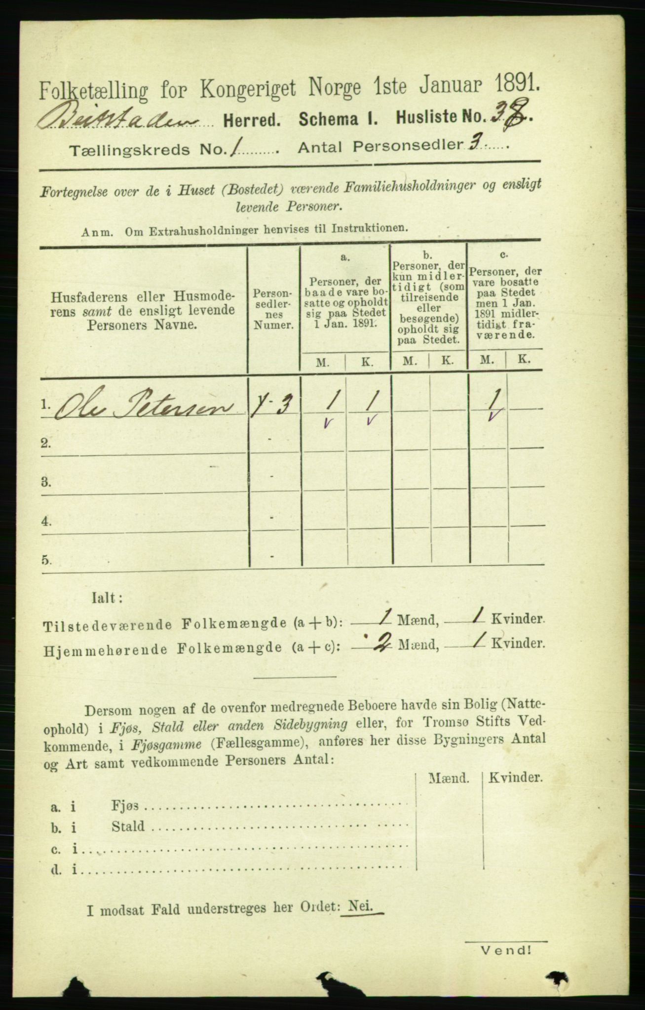 RA, 1891 census for 1727 Beitstad, 1891, p. 90