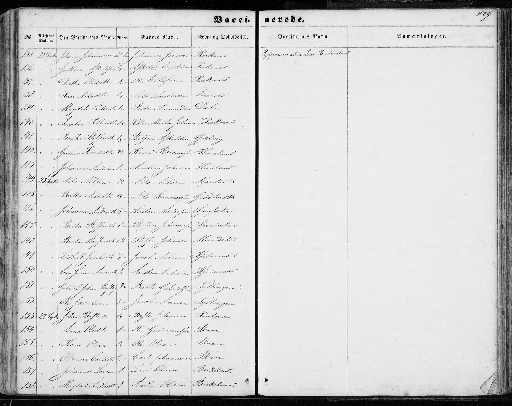 Hamre sokneprestembete, SAB/A-75501/H/Ha/Haa/Haaa/L0014: Parish register (official) no. A 14, 1858-1872, p. 429