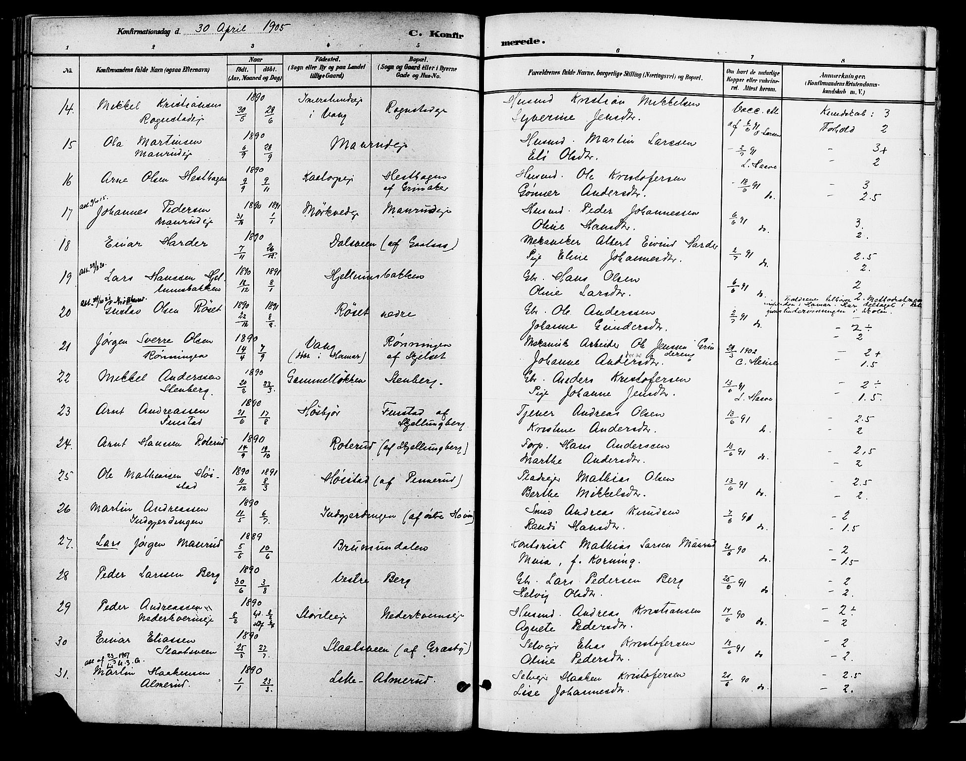Vang prestekontor, Hedmark, SAH/PREST-008/H/Ha/Haa/L0018B: Parish register (official) no. 18B, 1880-1906
