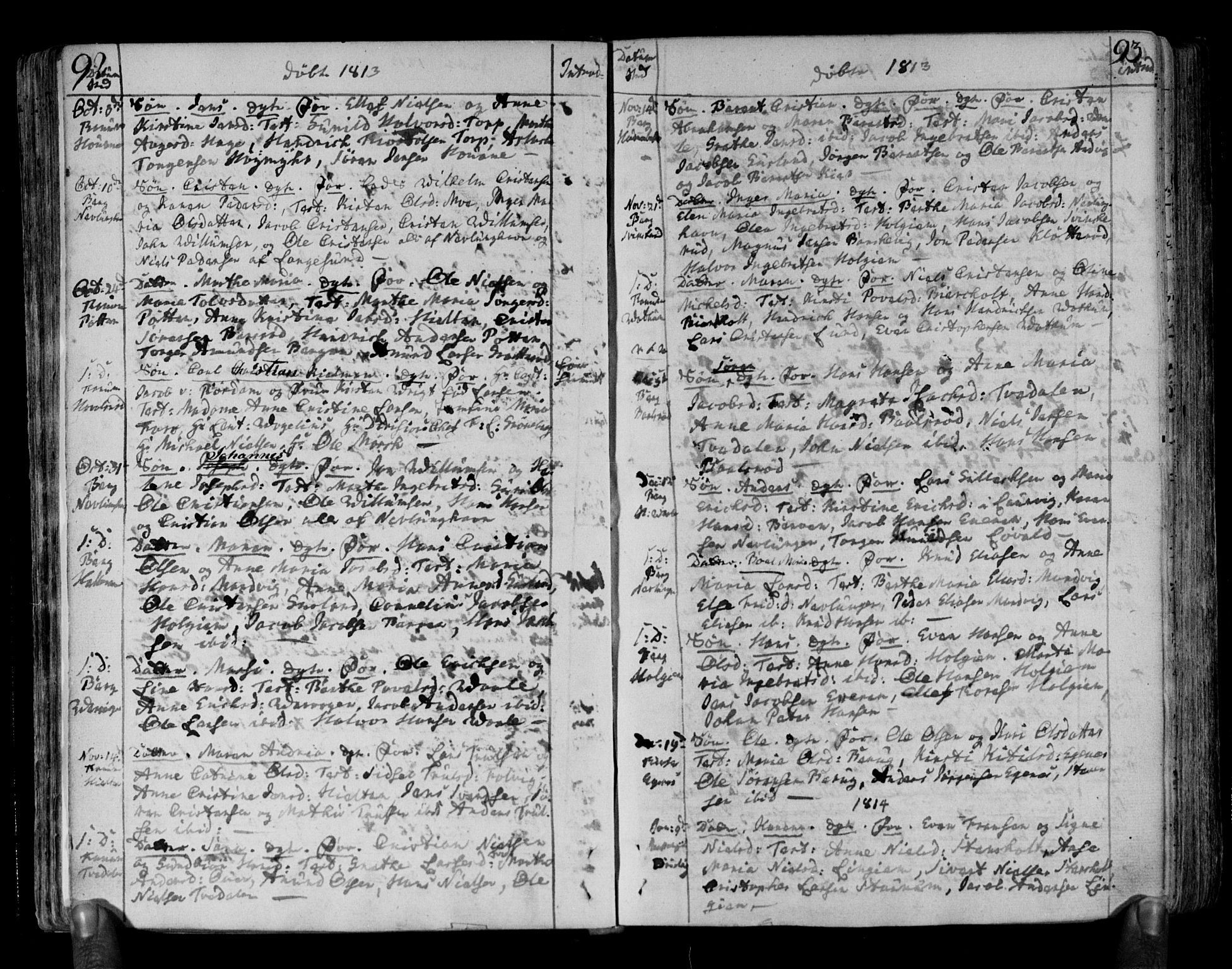 Brunlanes kirkebøker, SAKO/A-342/F/Fa/L0002: Parish register (official) no. I 2, 1802-1834, p. 92-93