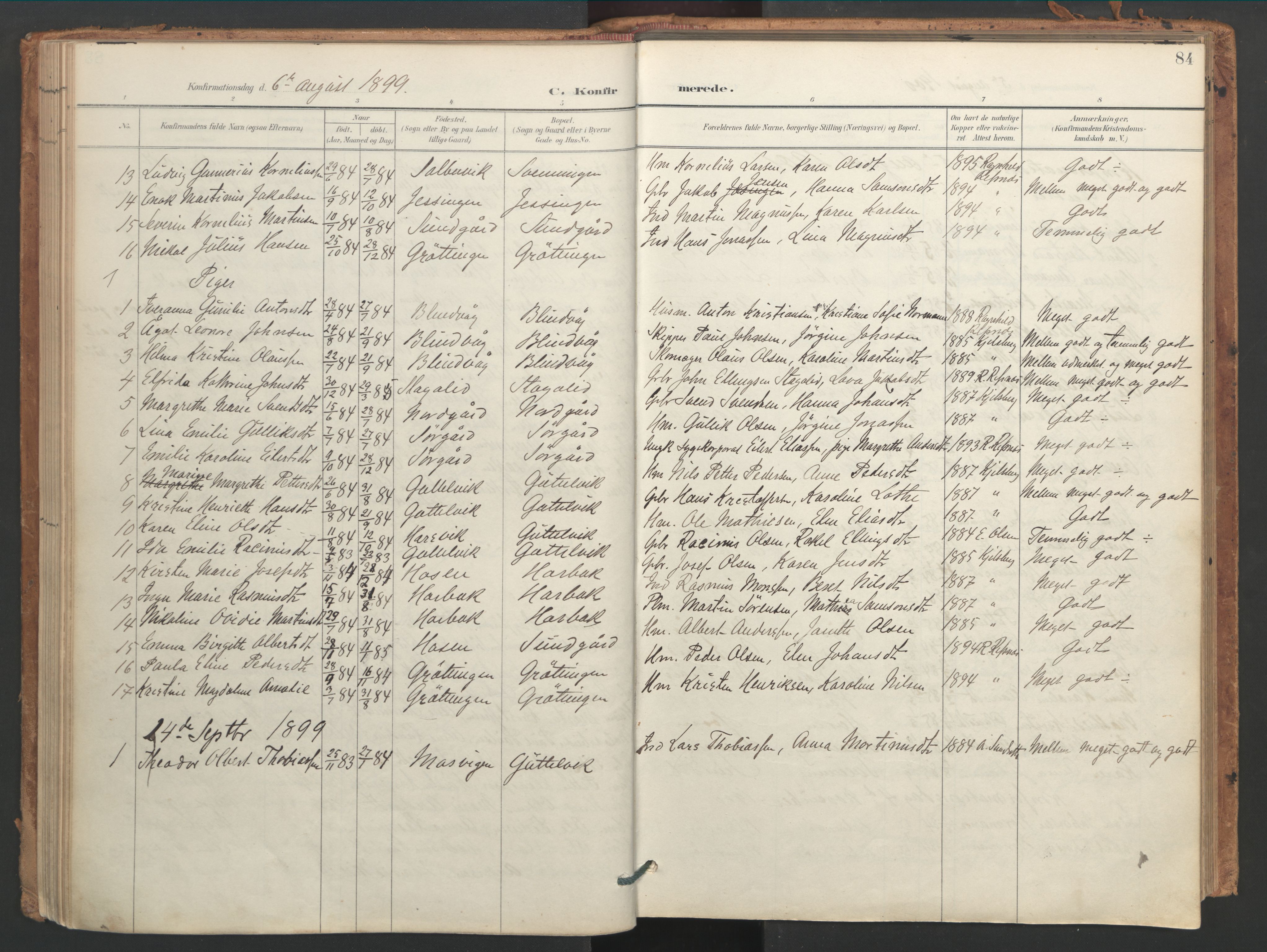 Ministerialprotokoller, klokkerbøker og fødselsregistre - Sør-Trøndelag, SAT/A-1456/656/L0693: Parish register (official) no. 656A02, 1894-1913, p. 84