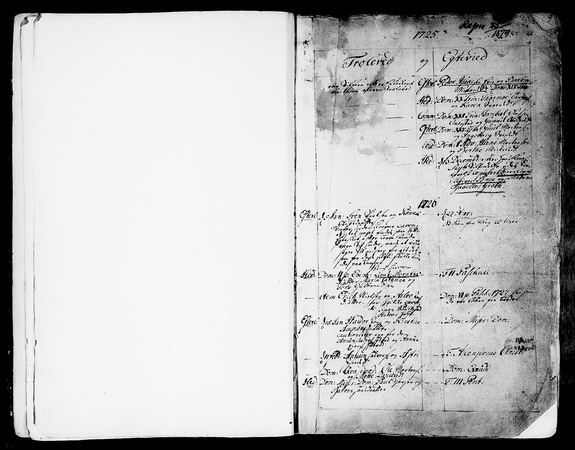 Sandsvær kirkebøker, SAKO/A-244/F/Fa/L0002a: Parish register (official) no. I 2, 1725-1809, p. 1
