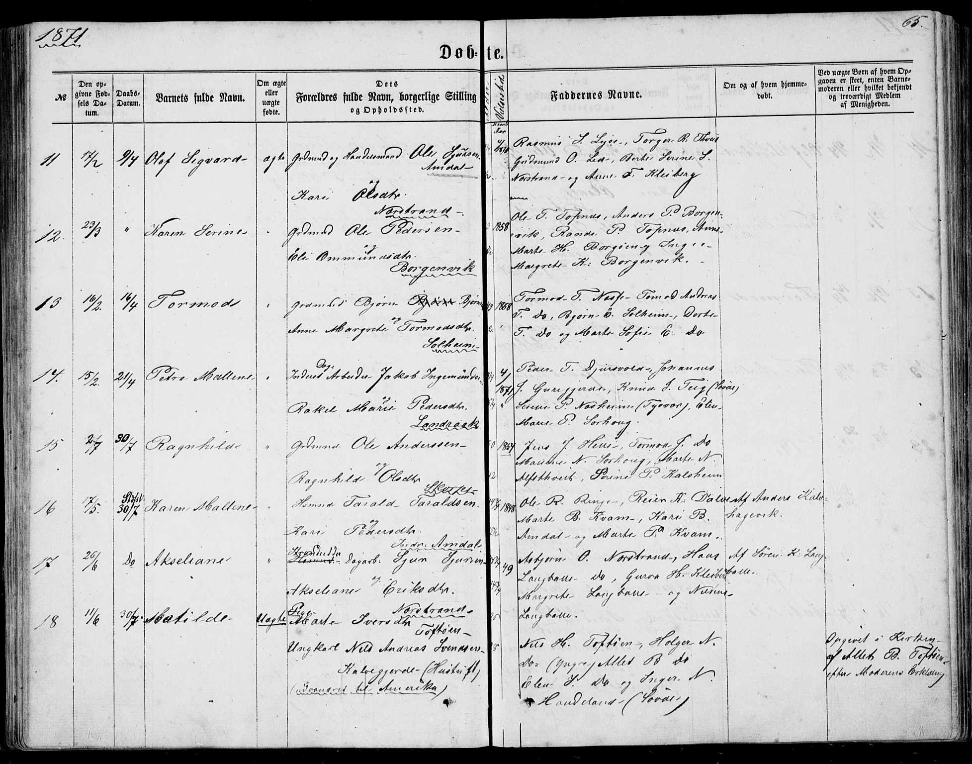 Nedstrand sokneprestkontor, AV/SAST-A-101841/01/IV: Parish register (official) no. A 9, 1861-1876, p. 65