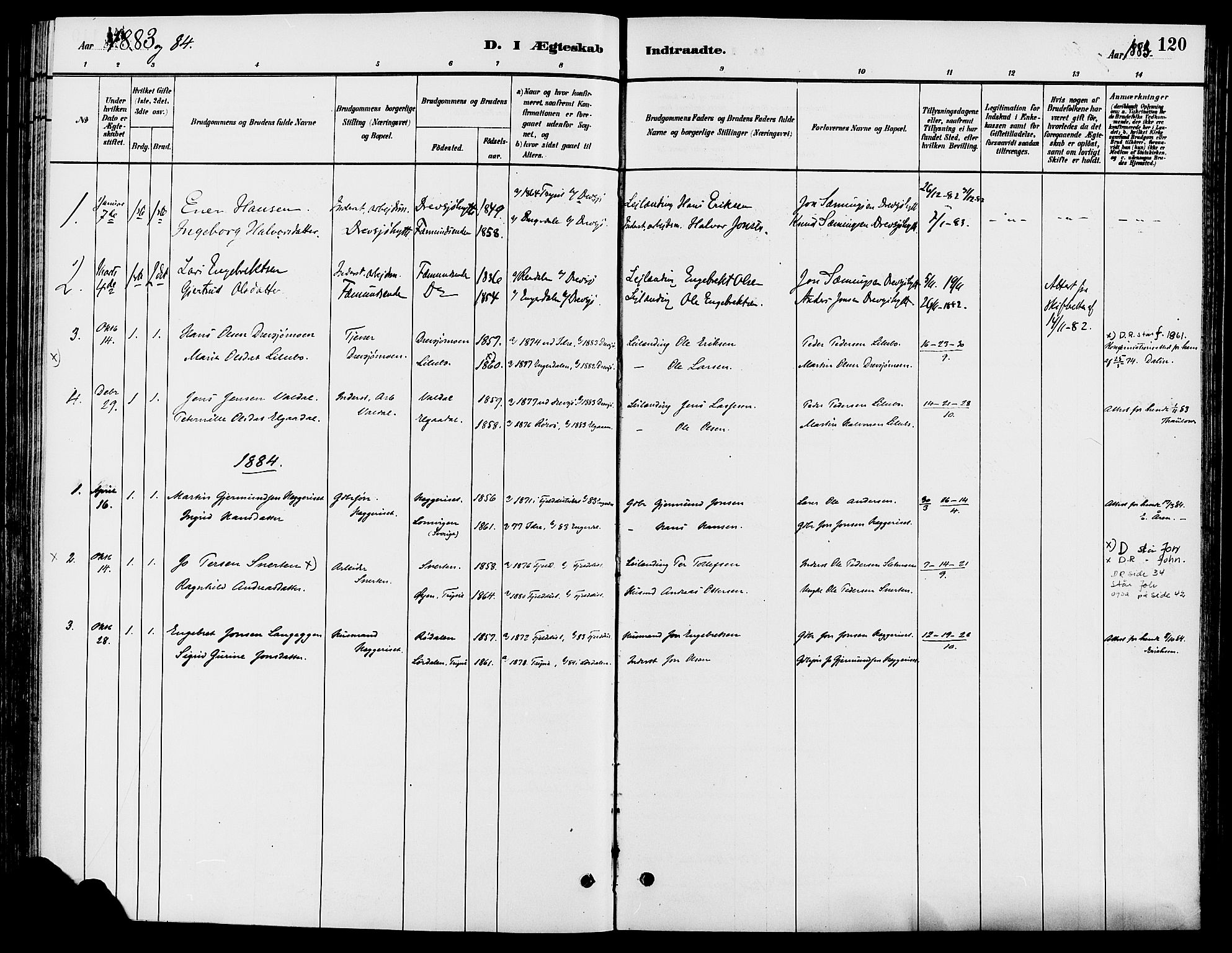 Engerdal prestekontor, AV/SAH-PREST-048/H/Ha/Haa/L0001: Parish register (official) no. 1, 1881-1898, p. 120