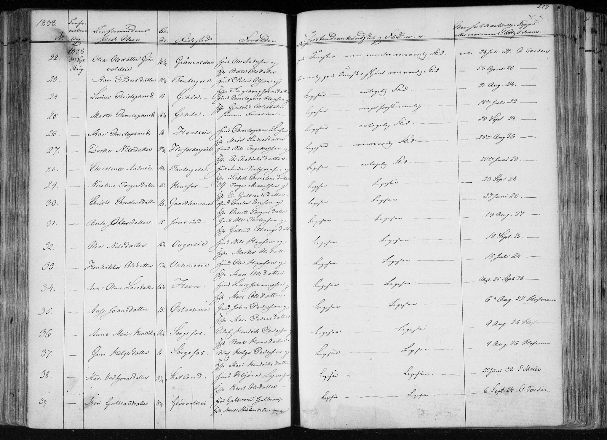 Norderhov kirkebøker, SAKO/A-237/F/Fa/L0010: Parish register (official) no. 10, 1837-1847, p. 273