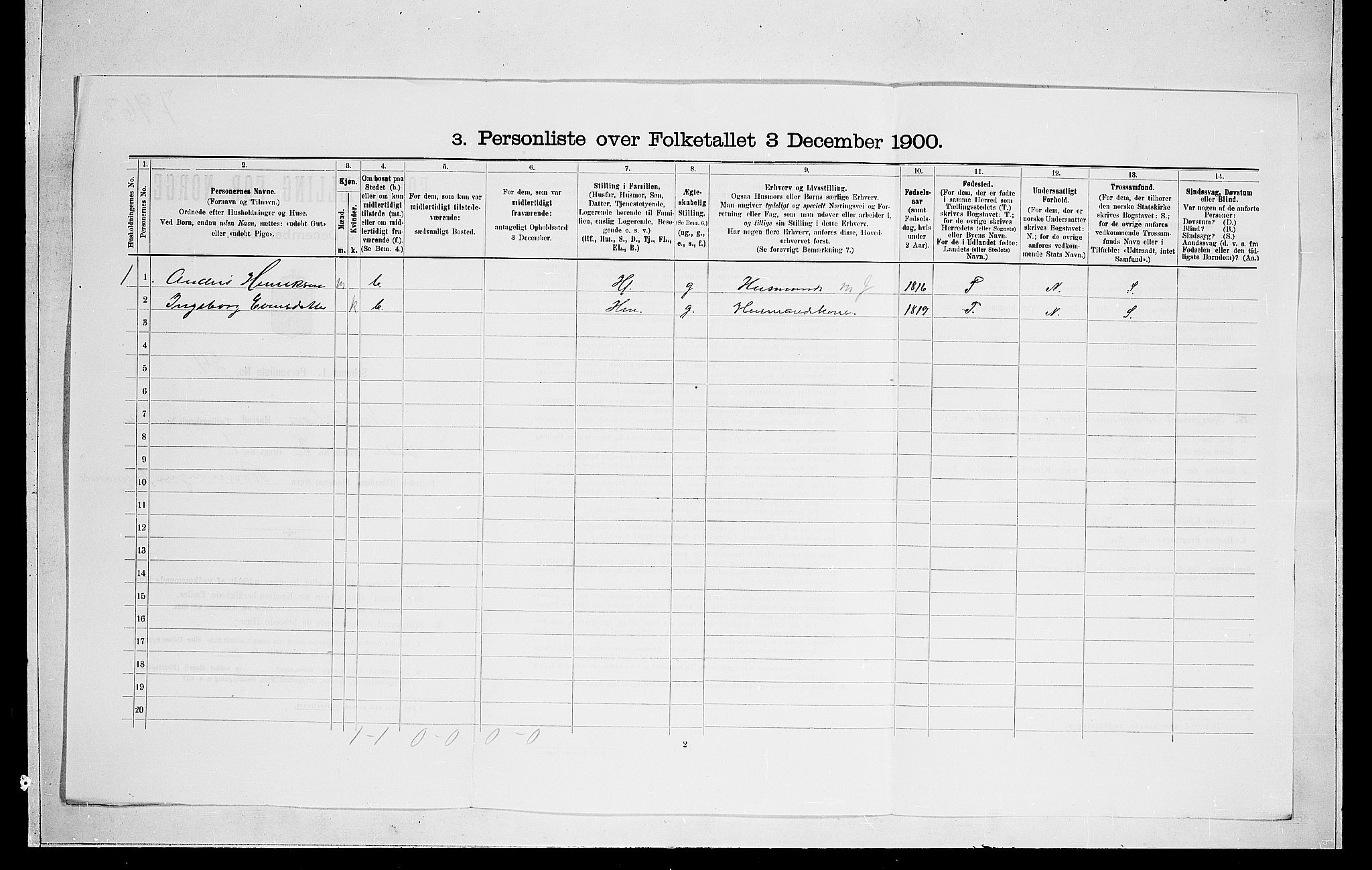 RA, 1900 census for Norderhov, 1900, p. 228