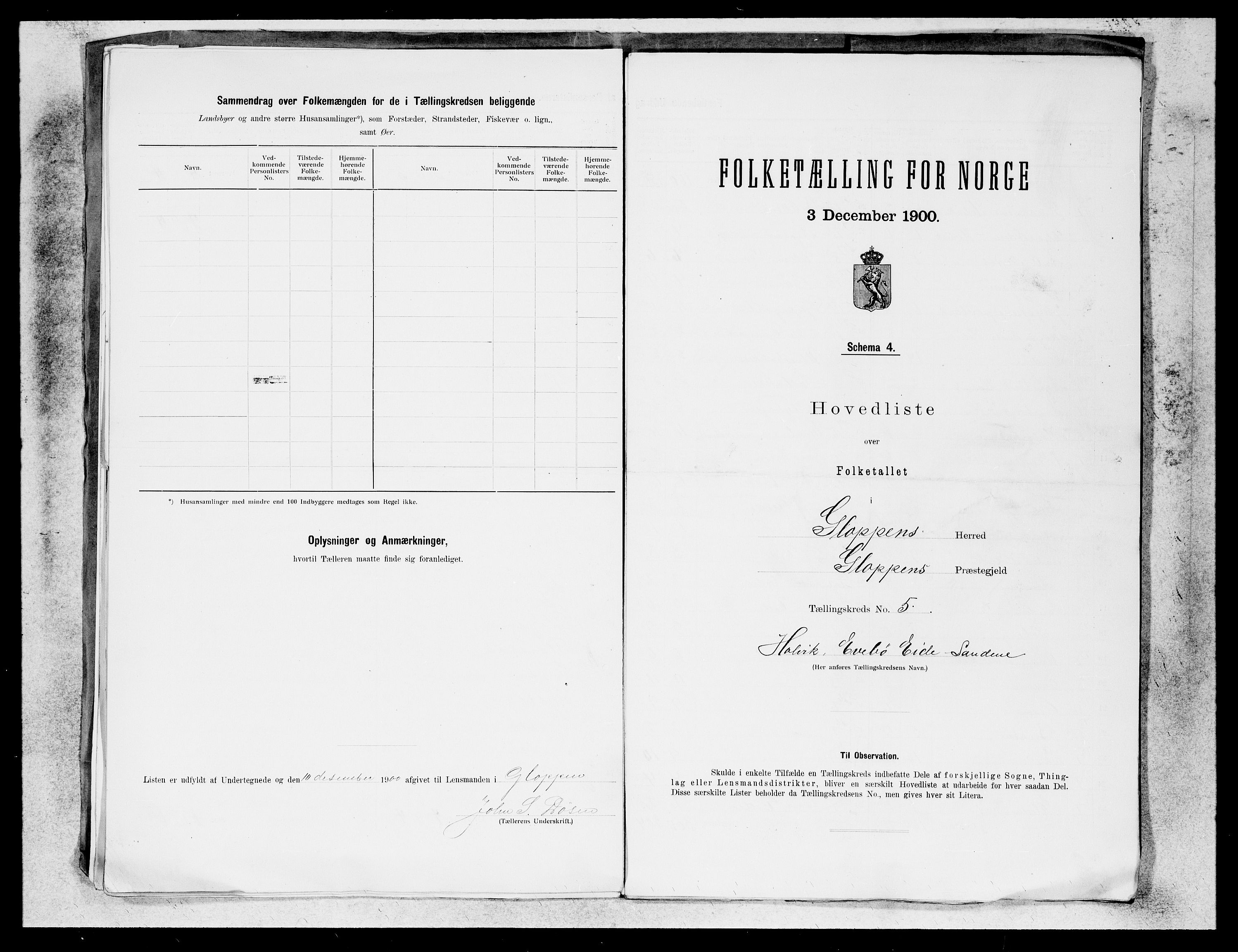 SAB, 1900 census for Gloppen, 1900, p. 9