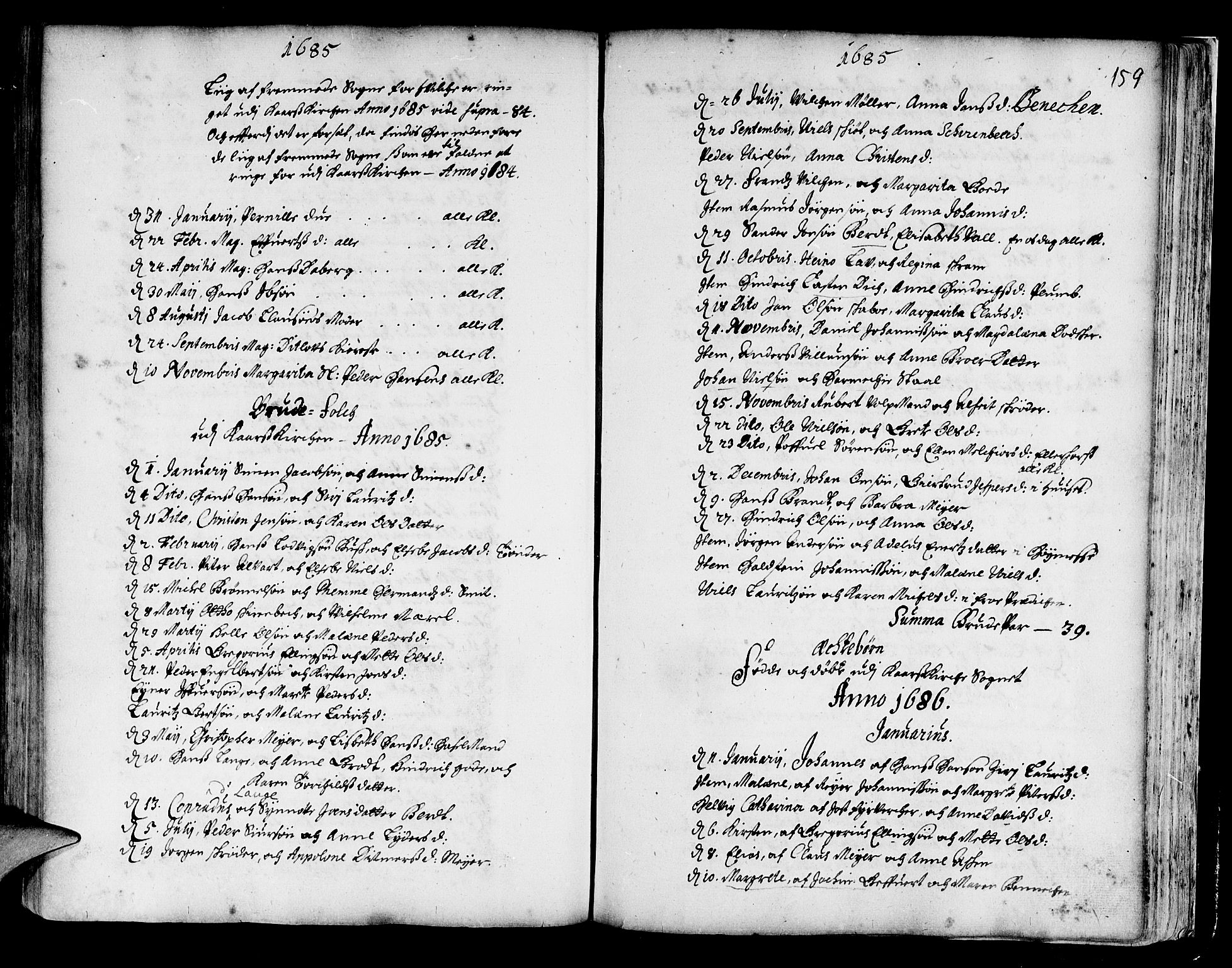 Korskirken sokneprestembete, AV/SAB-A-76101/H/Haa/L0001: Parish register (official) no. A 1, 1674-1688, p. 159