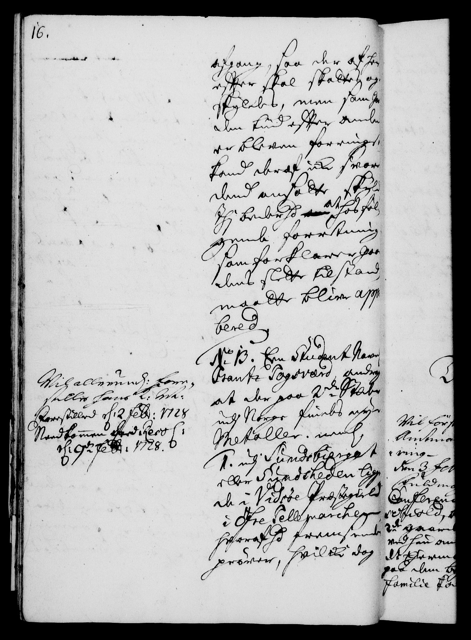 Rentekammeret, Kammerkanselliet, RA/EA-3111/G/Gh/Gha/L0010: Norsk ekstraktmemorialprotokoll (merket RK 53.55), 1728, p. 16