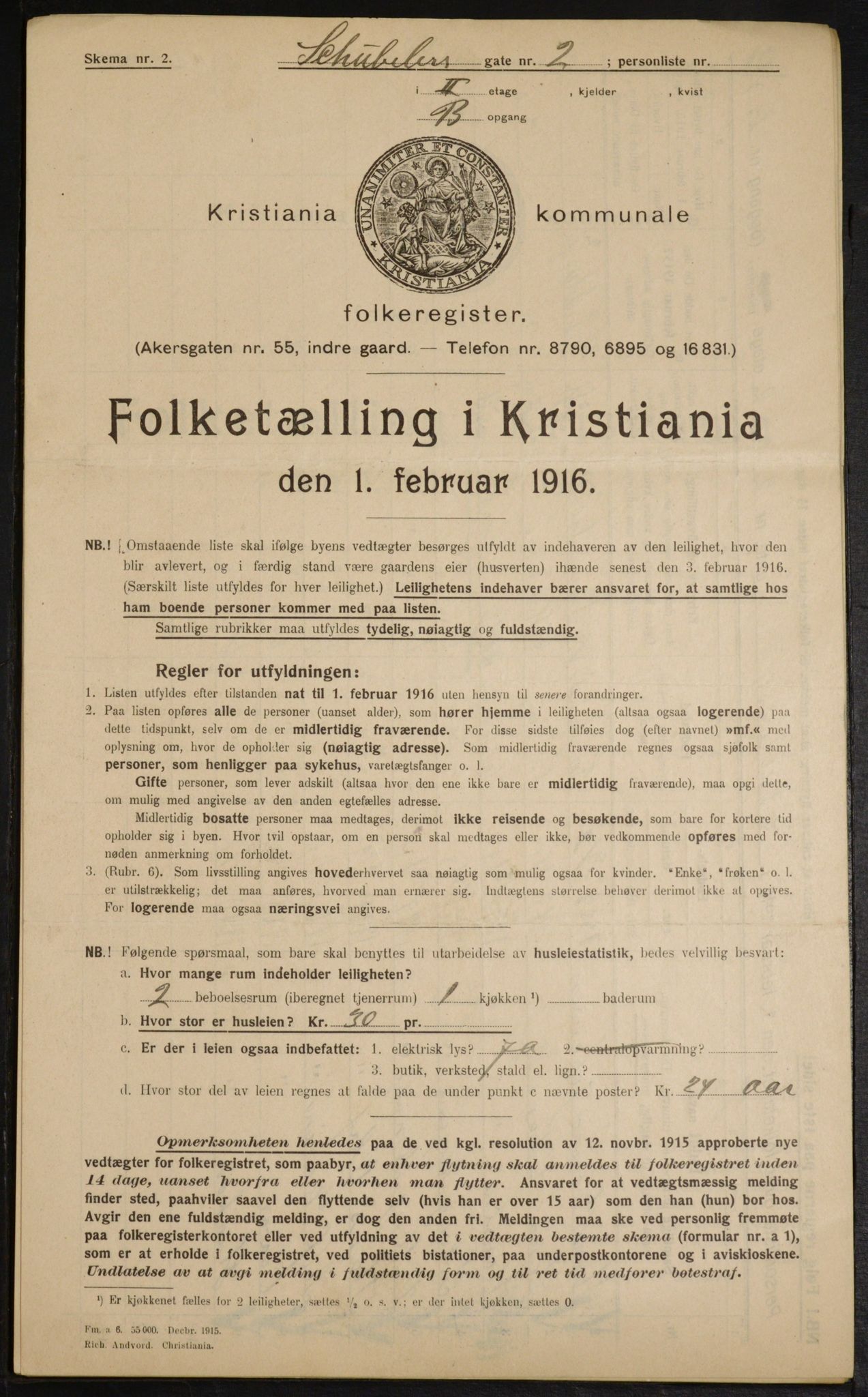 OBA, Municipal Census 1916 for Kristiania, 1916, p. 95122