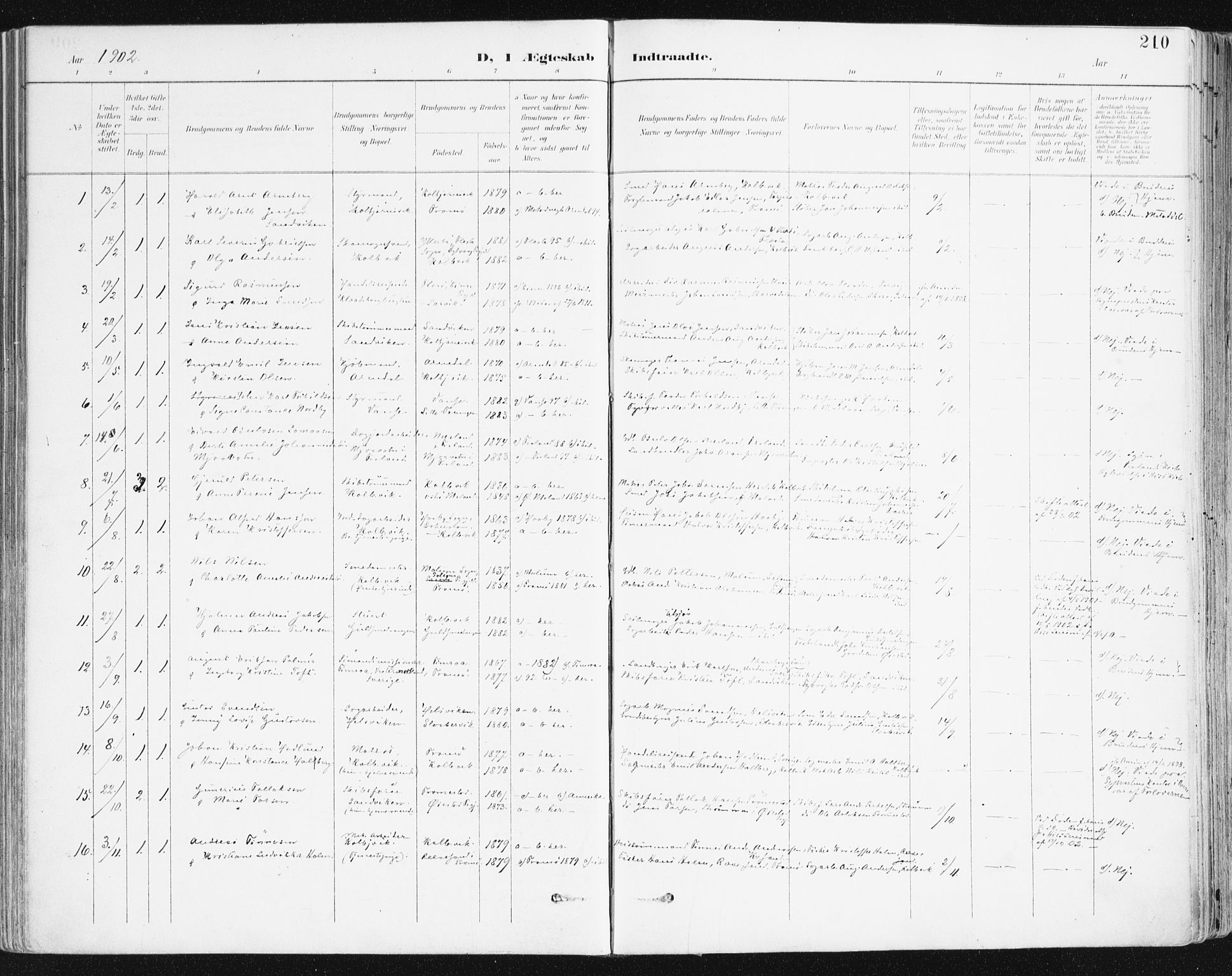 Hisøy sokneprestkontor, SAK/1111-0020/F/Fa/L0004: Parish register (official) no. A 4, 1895-1917, p. 210