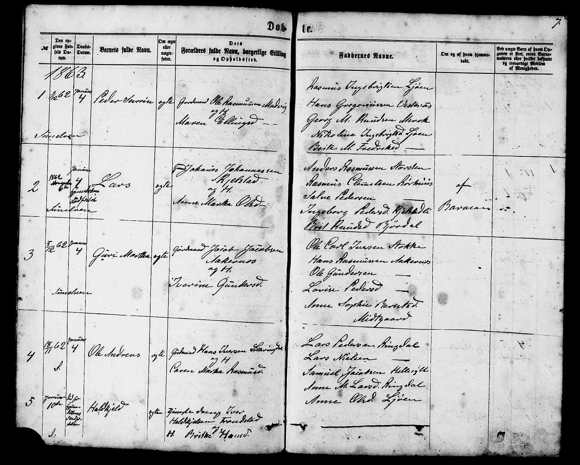 Ministerialprotokoller, klokkerbøker og fødselsregistre - Møre og Romsdal, SAT/A-1454/517/L0226: Parish register (official) no. 517A06, 1862-1881, p. 7