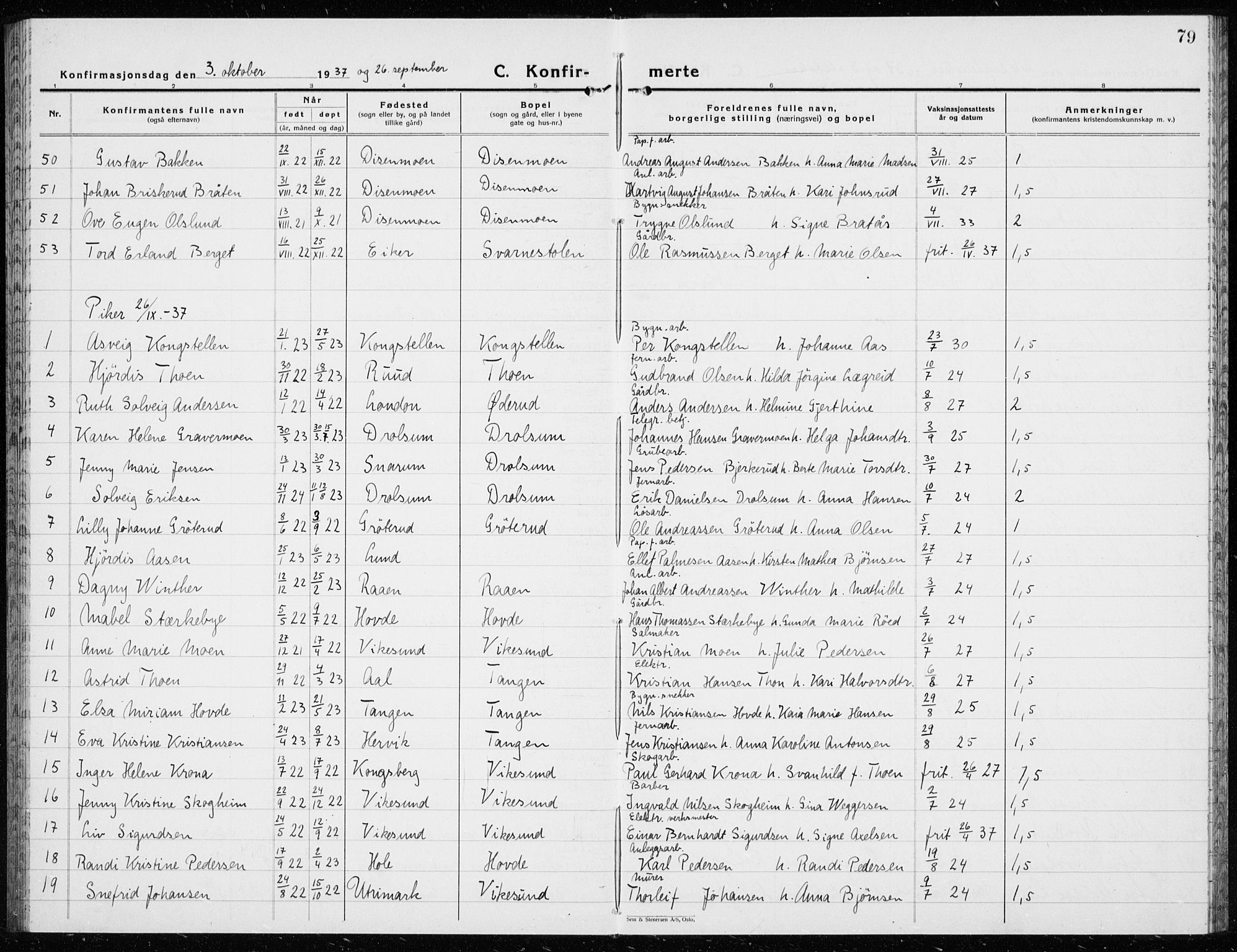 Modum kirkebøker, AV/SAKO-A-234/G/Ga/L0013: Parish register (copy) no. I 13, 1925-1938, p. 79