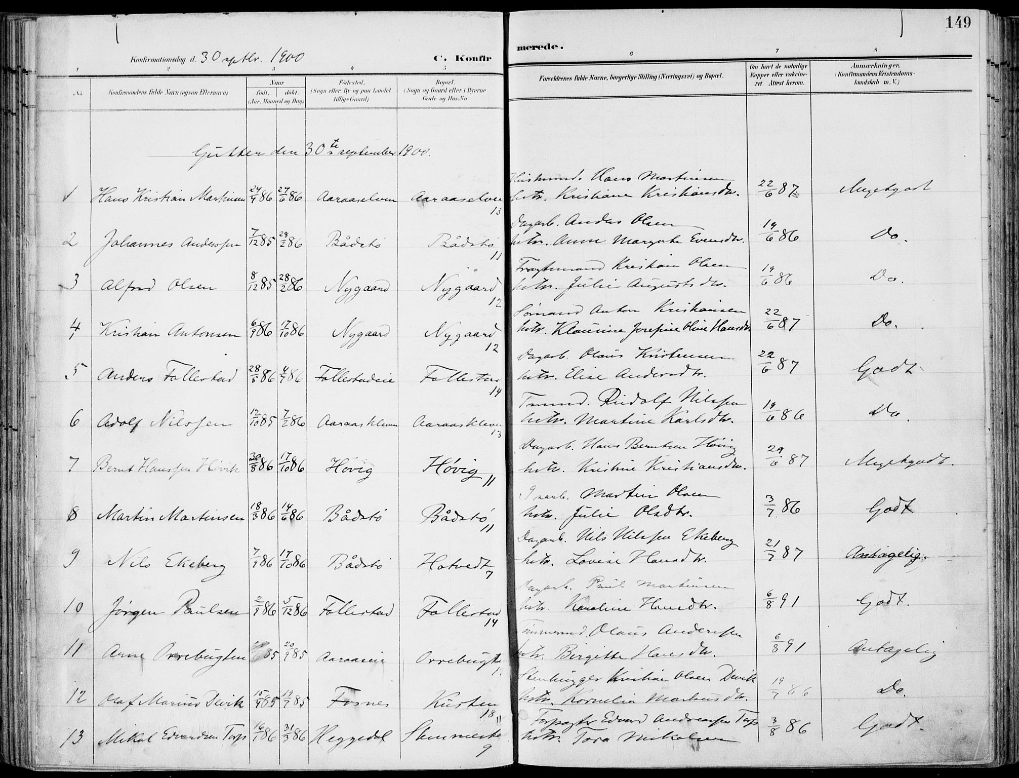 Røyken kirkebøker, SAKO/A-241/F/Fa/L0009: Parish register (official) no. 9, 1898-1911, p. 149