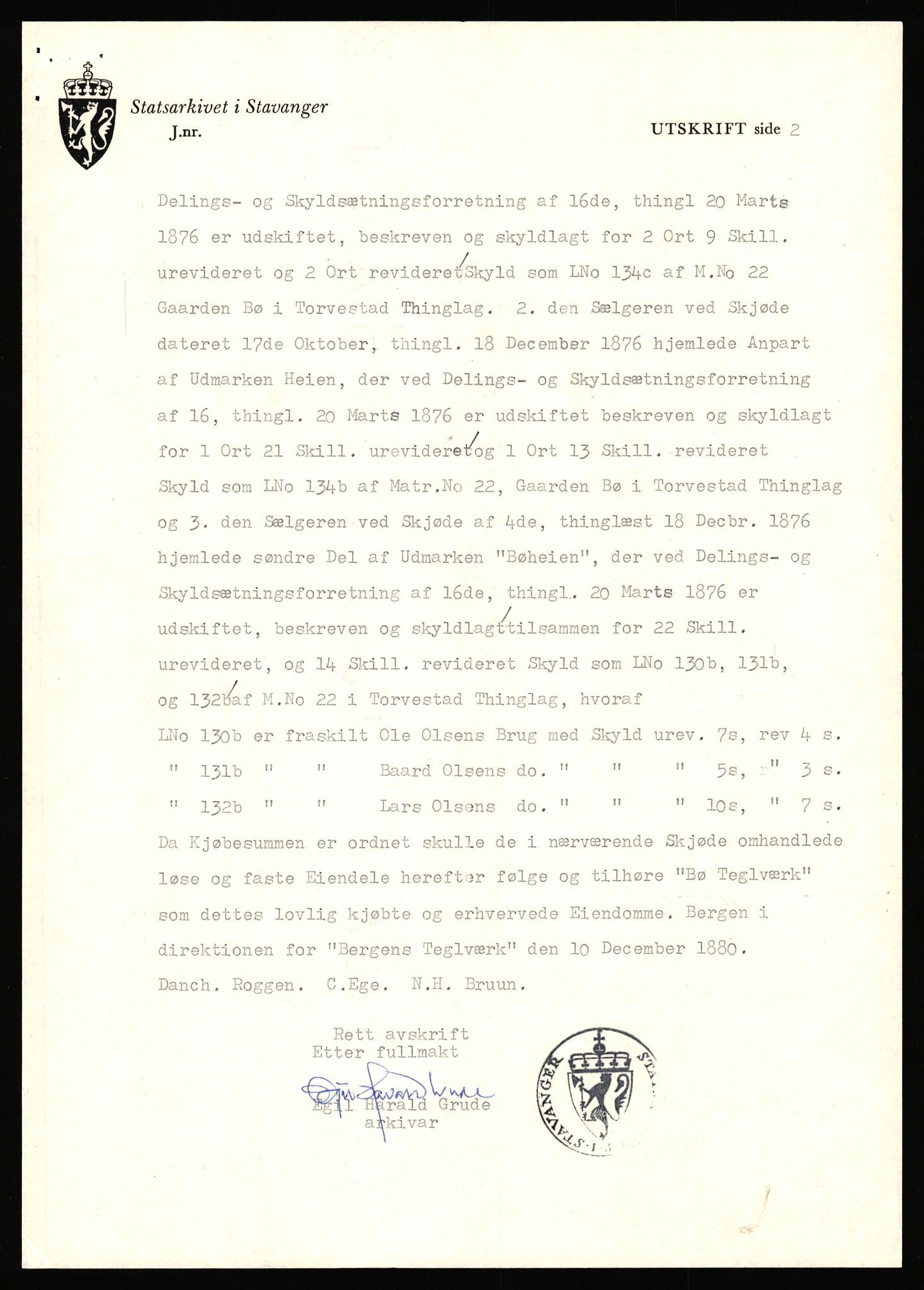 Statsarkivet i Stavanger, AV/SAST-A-101971/03/Y/Yj/L0013: Avskrifter sortert etter gårdsnavn: Bæreim - Dalen, 1750-1930, p. 289