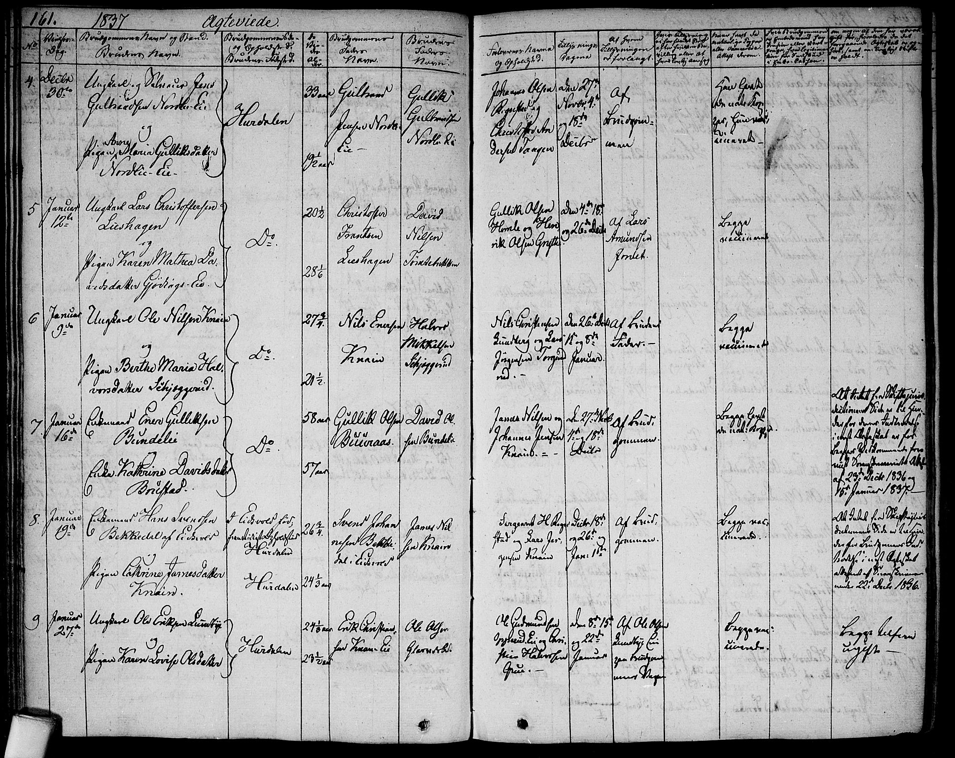 Hurdal prestekontor Kirkebøker, AV/SAO-A-10889/F/Fa/L0004: Parish register (official) no. I 4, 1828-1845, p. 161