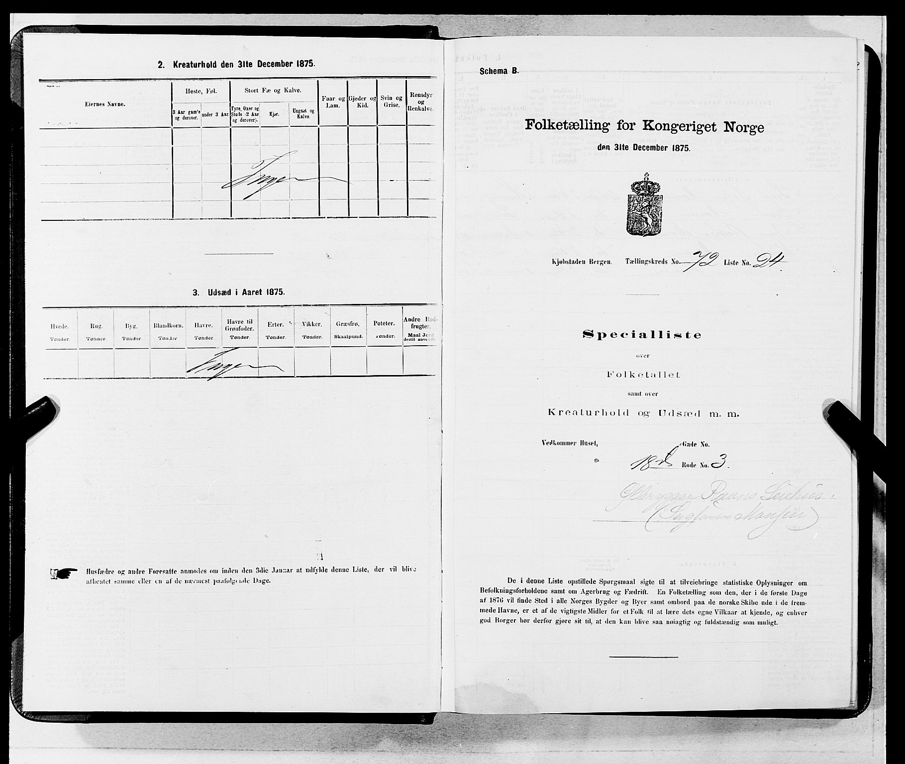 SAB, 1875 census for 1301 Bergen, 1875, p. 3879