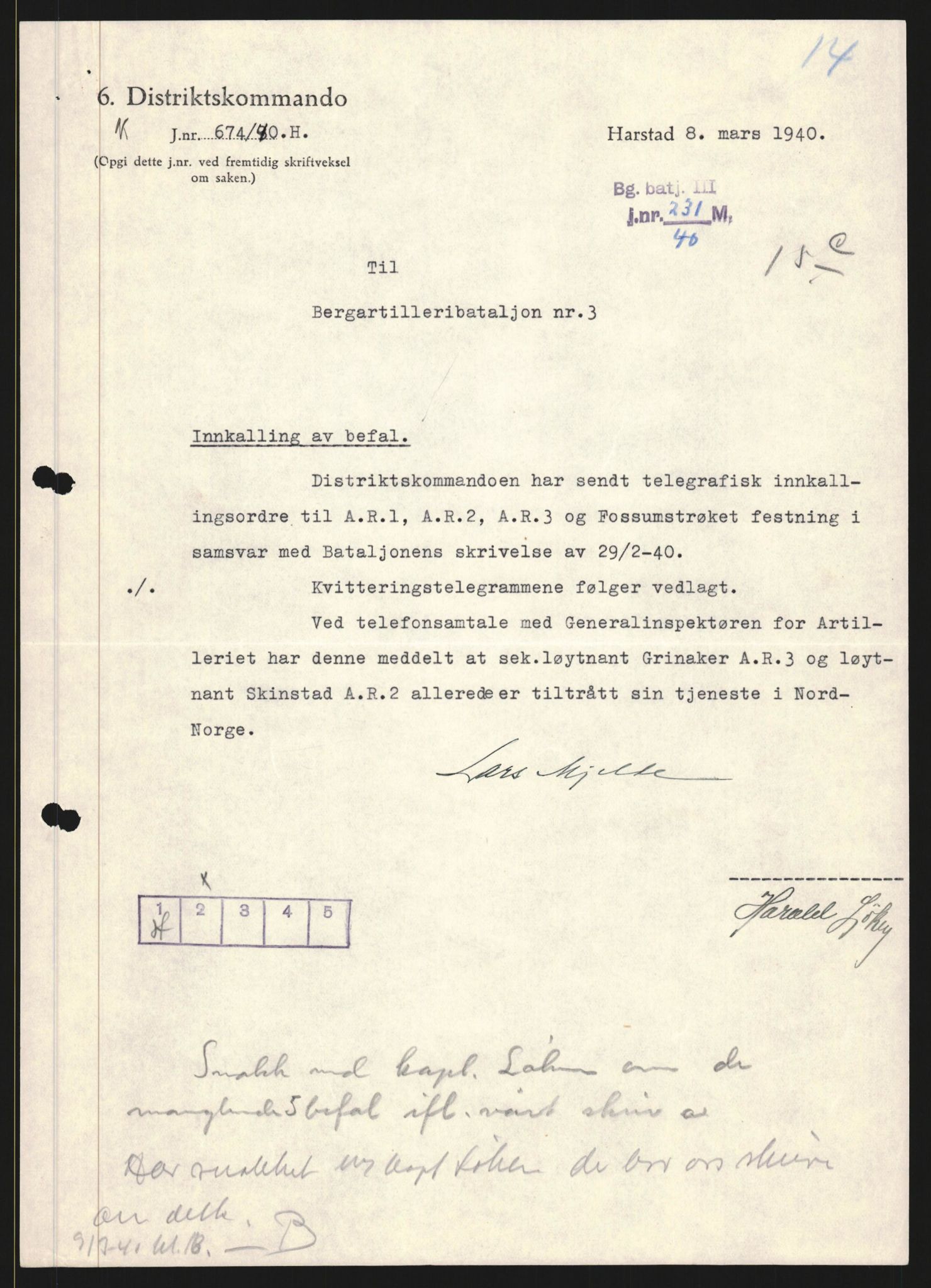 Forsvaret, Forsvarets krigshistoriske avdeling, RA/RAFA-2017/Y/Yb/L0152: II-C-11-650  -  6. Divisjon: Bergartilleribataljon nr. 3:  Nøytralitetsvakten , 1939-1940, p. 203