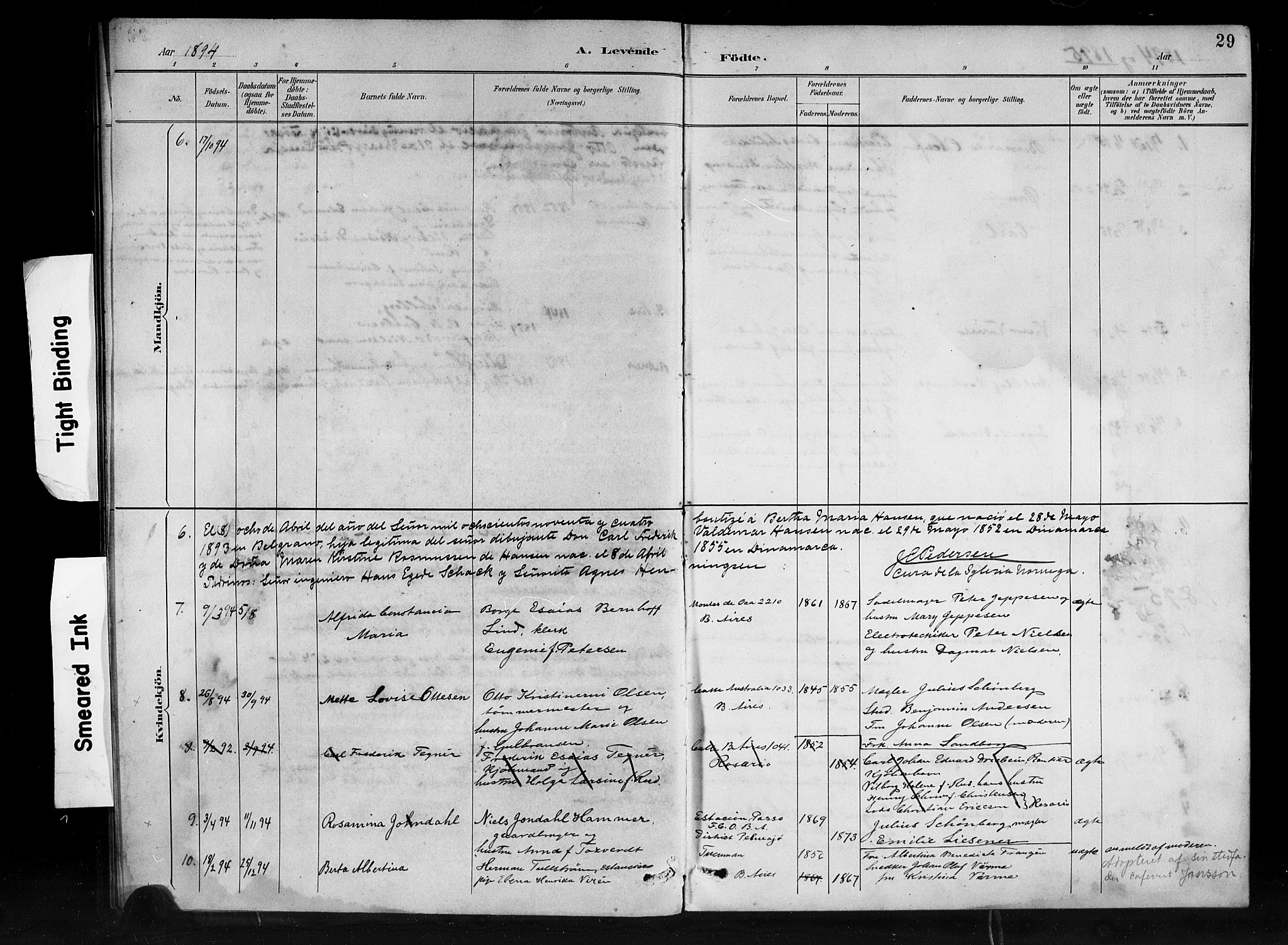 Den norske sjømannsmisjon i utlandet/Syd-Amerika (Buenos Aires m.fl.), SAB/SAB/PA-0118/H/Ha/L0001: Parish register (official) no. A 1, 1888-1898, p. 29