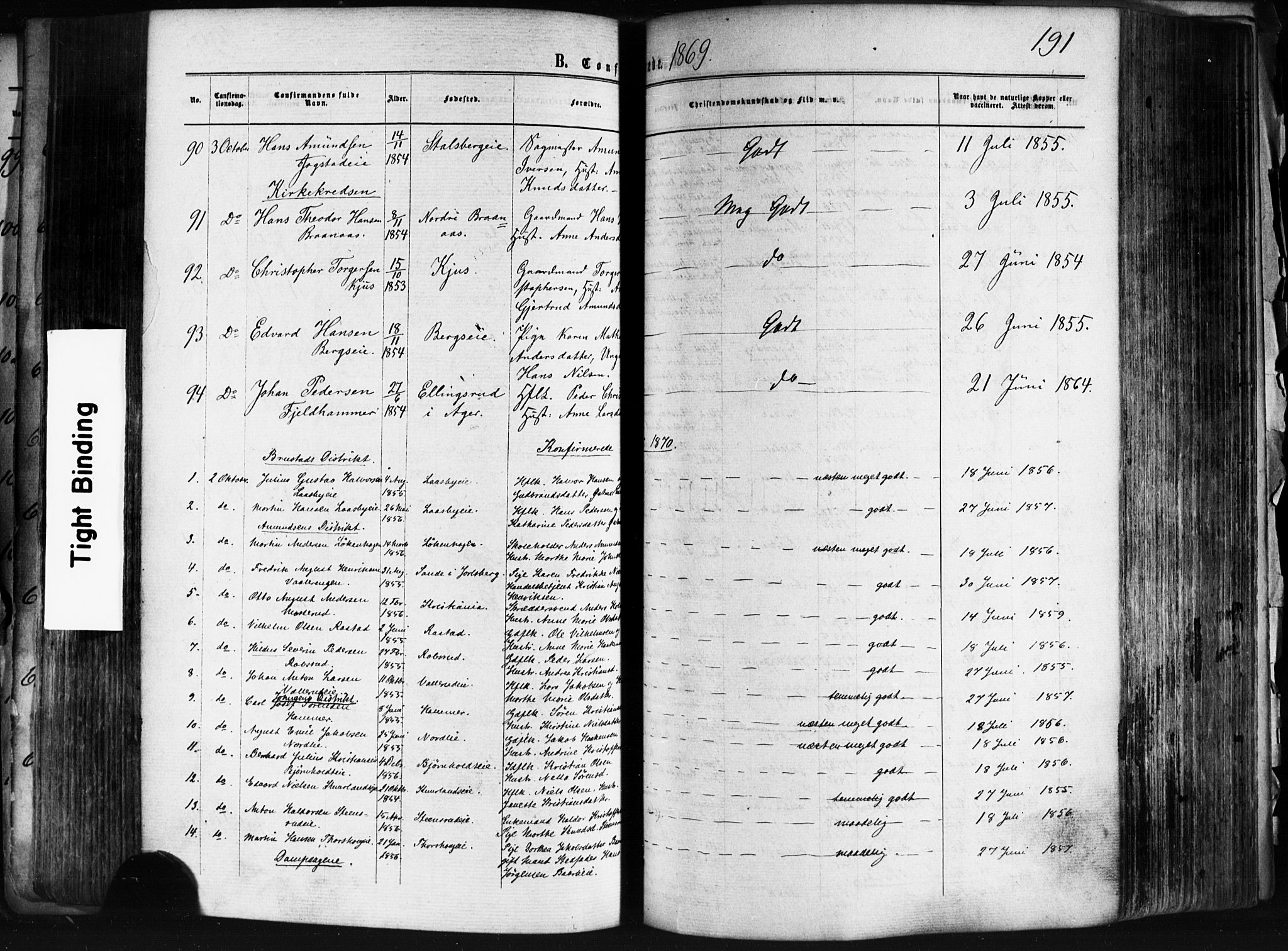 Skedsmo prestekontor Kirkebøker, AV/SAO-A-10033a/F/Fa/L0011: Parish register (official) no. I 11, 1866-1876, p. 191