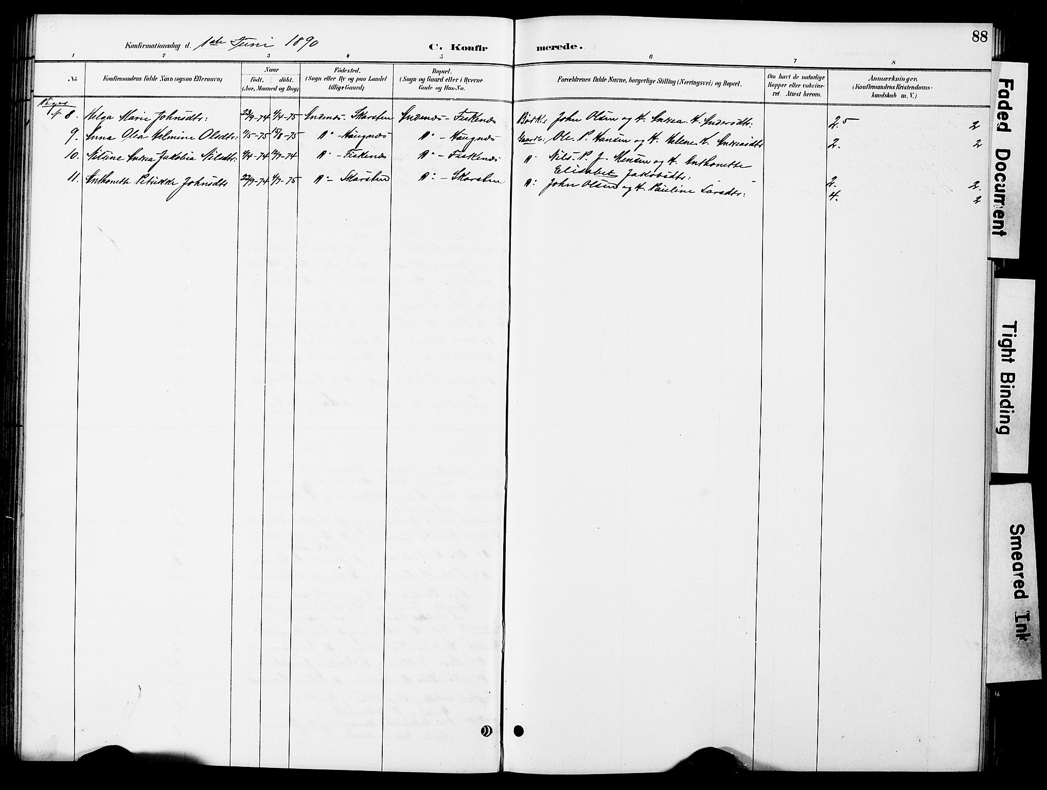 Ministerialprotokoller, klokkerbøker og fødselsregistre - Nordland, AV/SAT-A-1459/899/L1448: Parish register (copy) no. 899C03, 1887-1902, p. 88