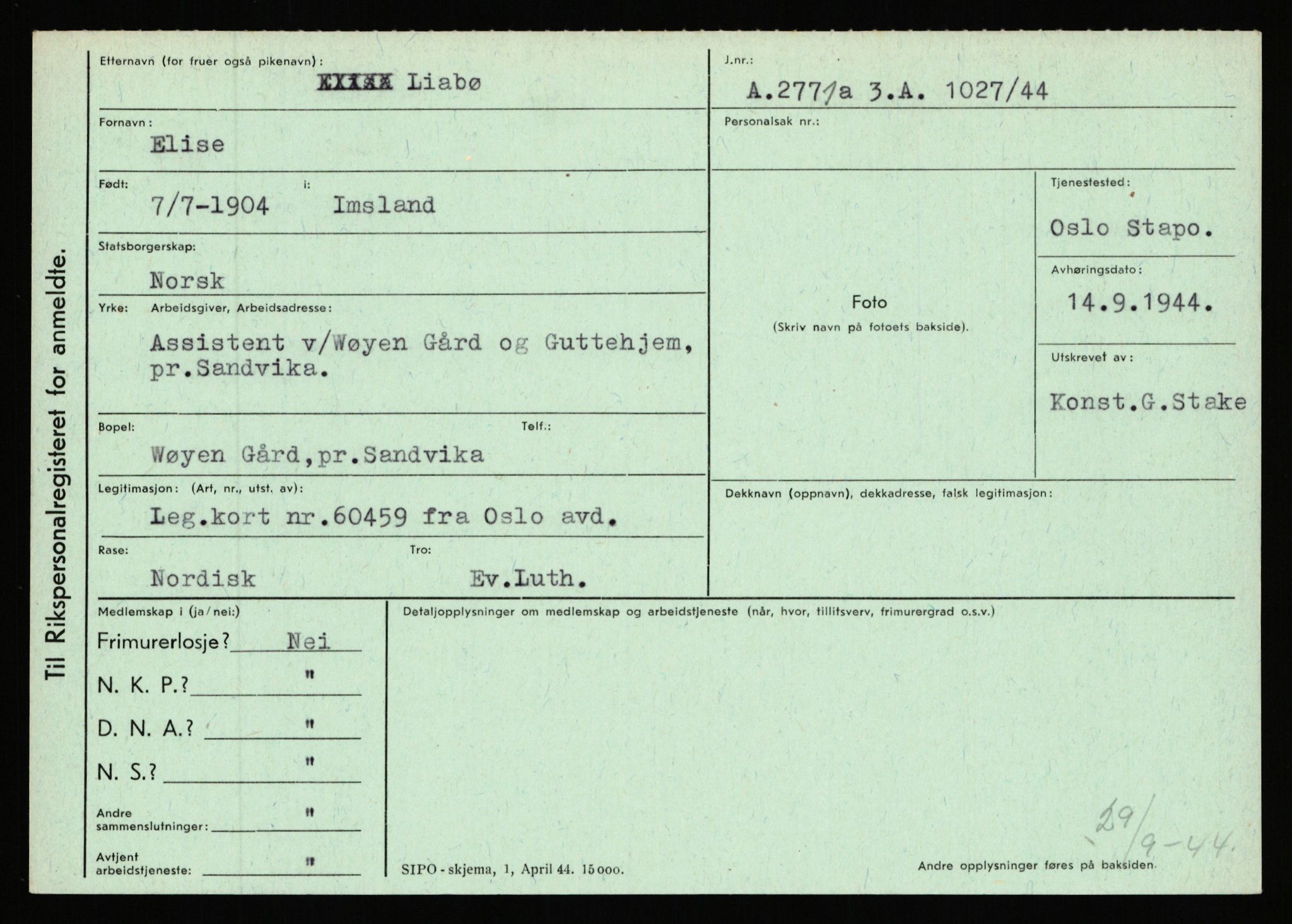 Statspolitiet - Hovedkontoret / Osloavdelingen, AV/RA-S-1329/C/Ca/L0009: Knutsen - Limstrand, 1943-1945, p. 4729