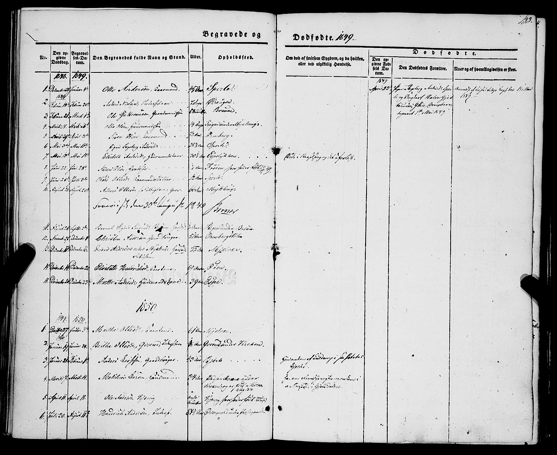 Jostedal sokneprestembete, AV/SAB-A-80601/H/Haa/Haaa/L0005: Parish register (official) no. A 5, 1849-1877, p. 133