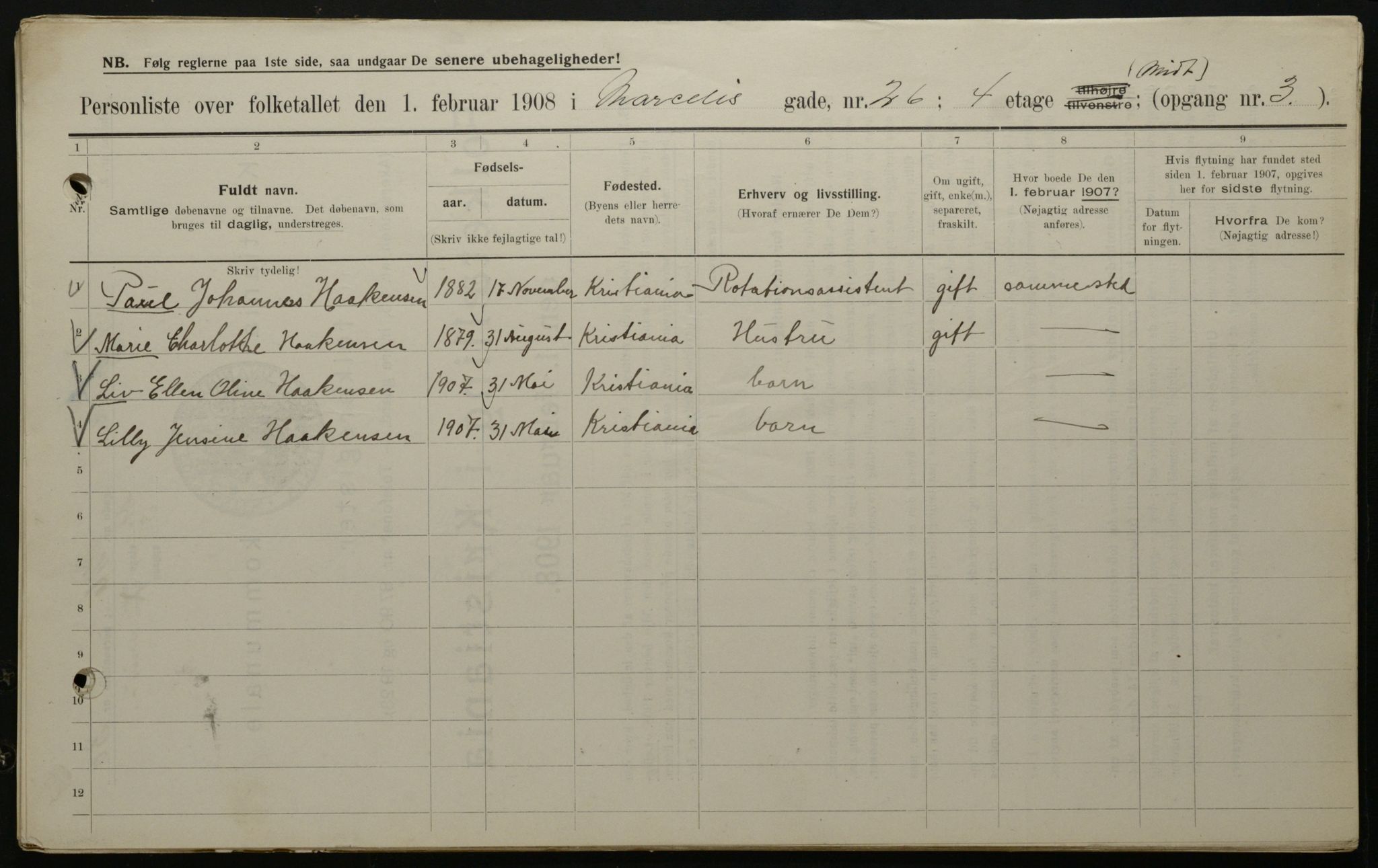 OBA, Municipal Census 1908 for Kristiania, 1908, p. 57794