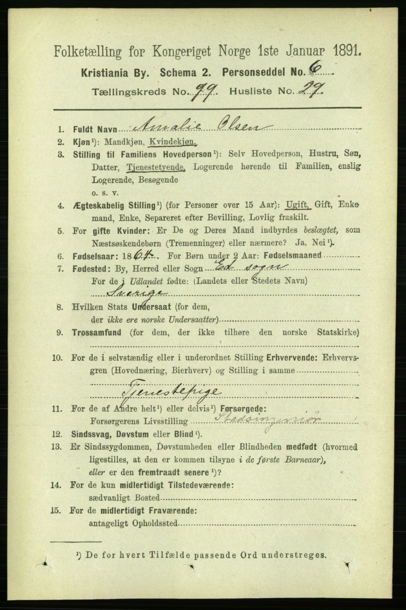 RA, 1891 census for 0301 Kristiania, 1891, p. 49079