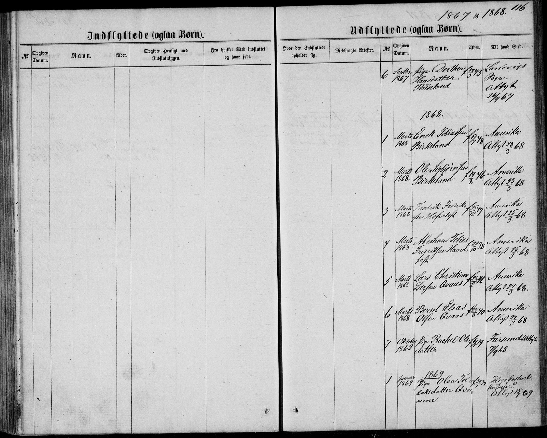 Lyngdal sokneprestkontor, AV/SAK-1111-0029/F/Fa/Fab/L0002: Parish register (official) no. A 2, 1861-1878, p. 116