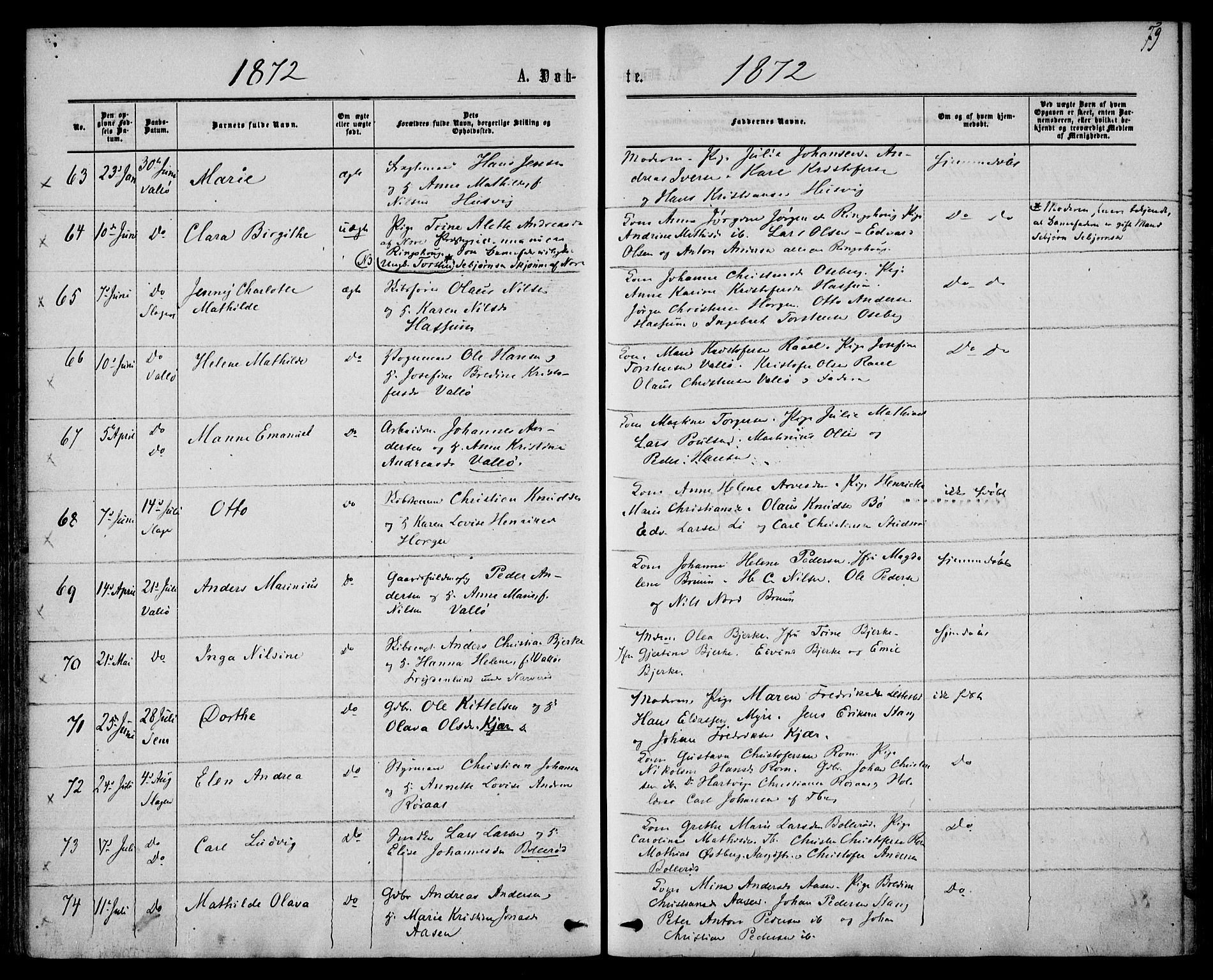 Sem kirkebøker, AV/SAKO-A-5/F/Fa/L0008: Parish register (official) no. I 8, 1866-1873, p. 79