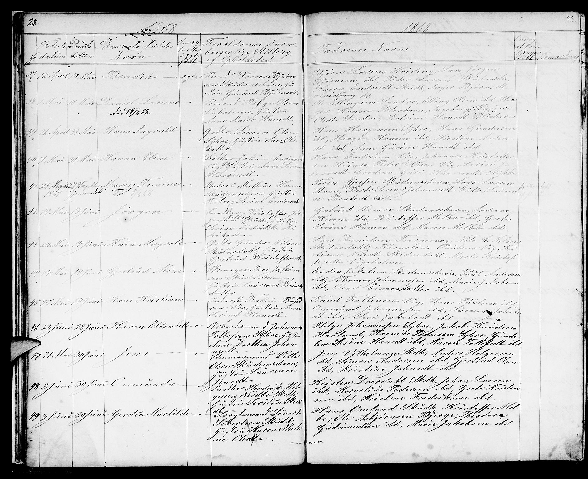 Skudenes sokneprestkontor, AV/SAST-A -101849/H/Ha/Hab/L0004: Parish register (copy) no. B 4, 1865-1884, p. 28