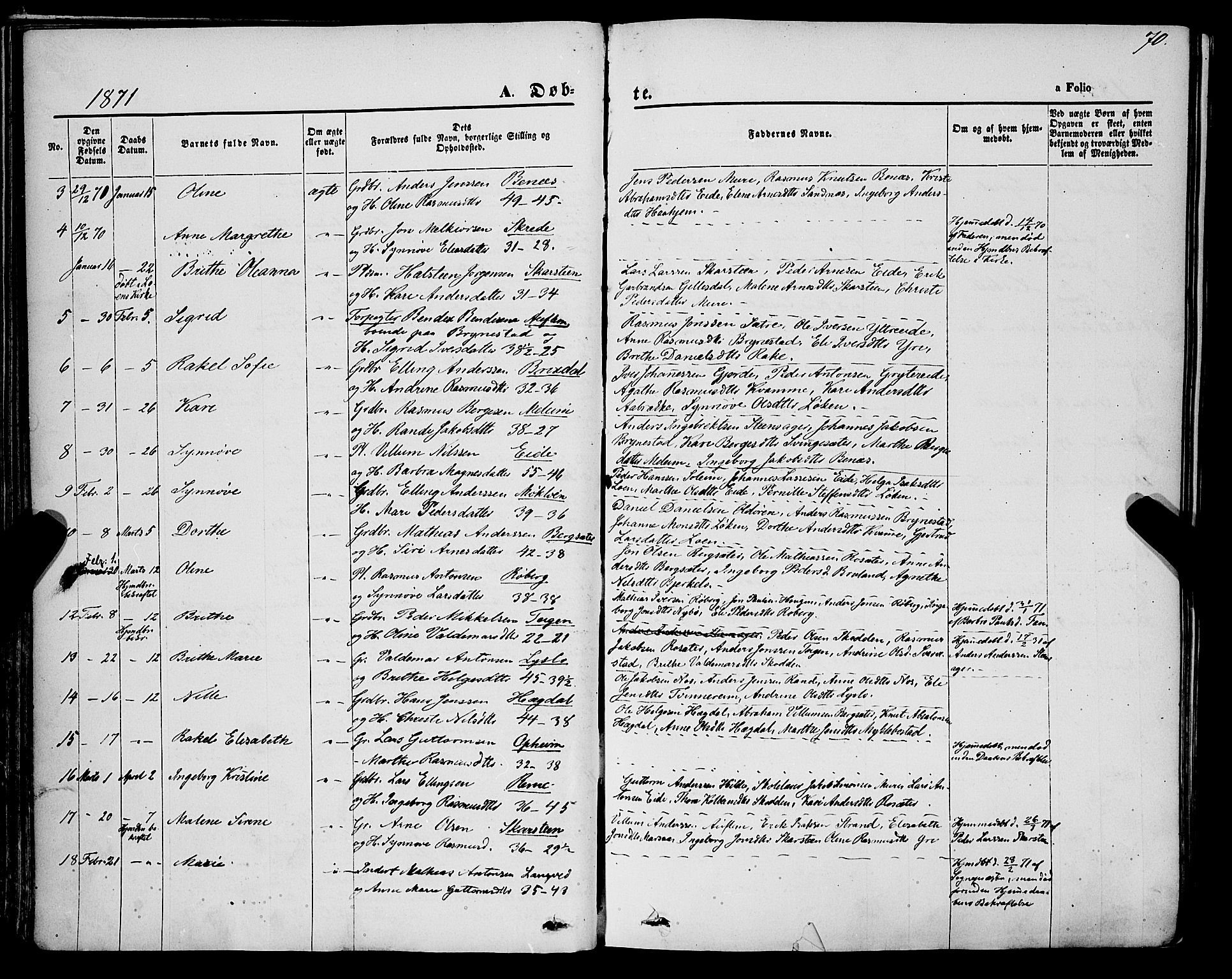 Innvik sokneprestembete, AV/SAB-A-80501: Parish register (official) no. A 6, 1865-1878, p. 70