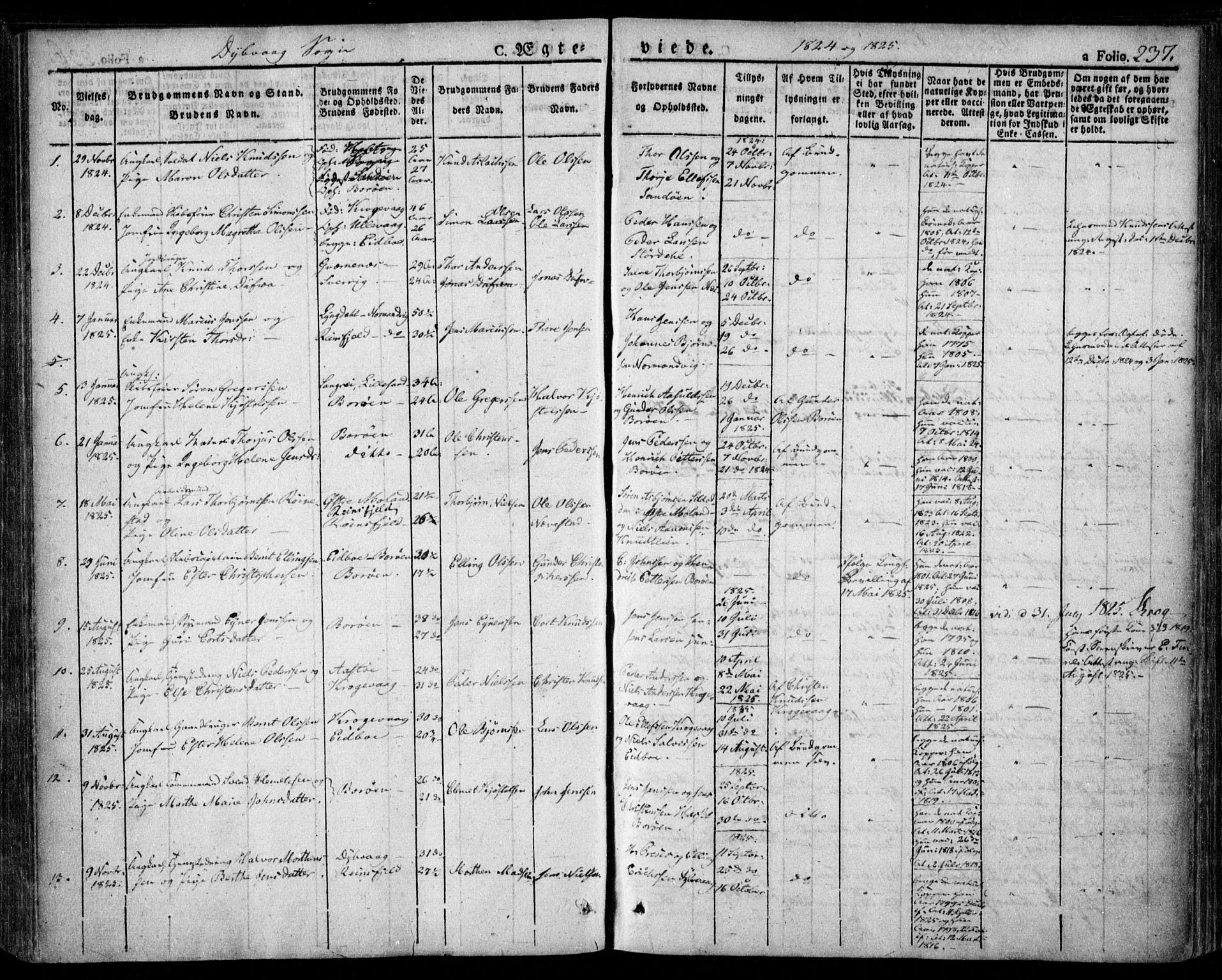 Dypvåg sokneprestkontor, SAK/1111-0007/F/Fa/Faa/L0004: Parish register (official) no. A 4, 1824-1840, p. 237