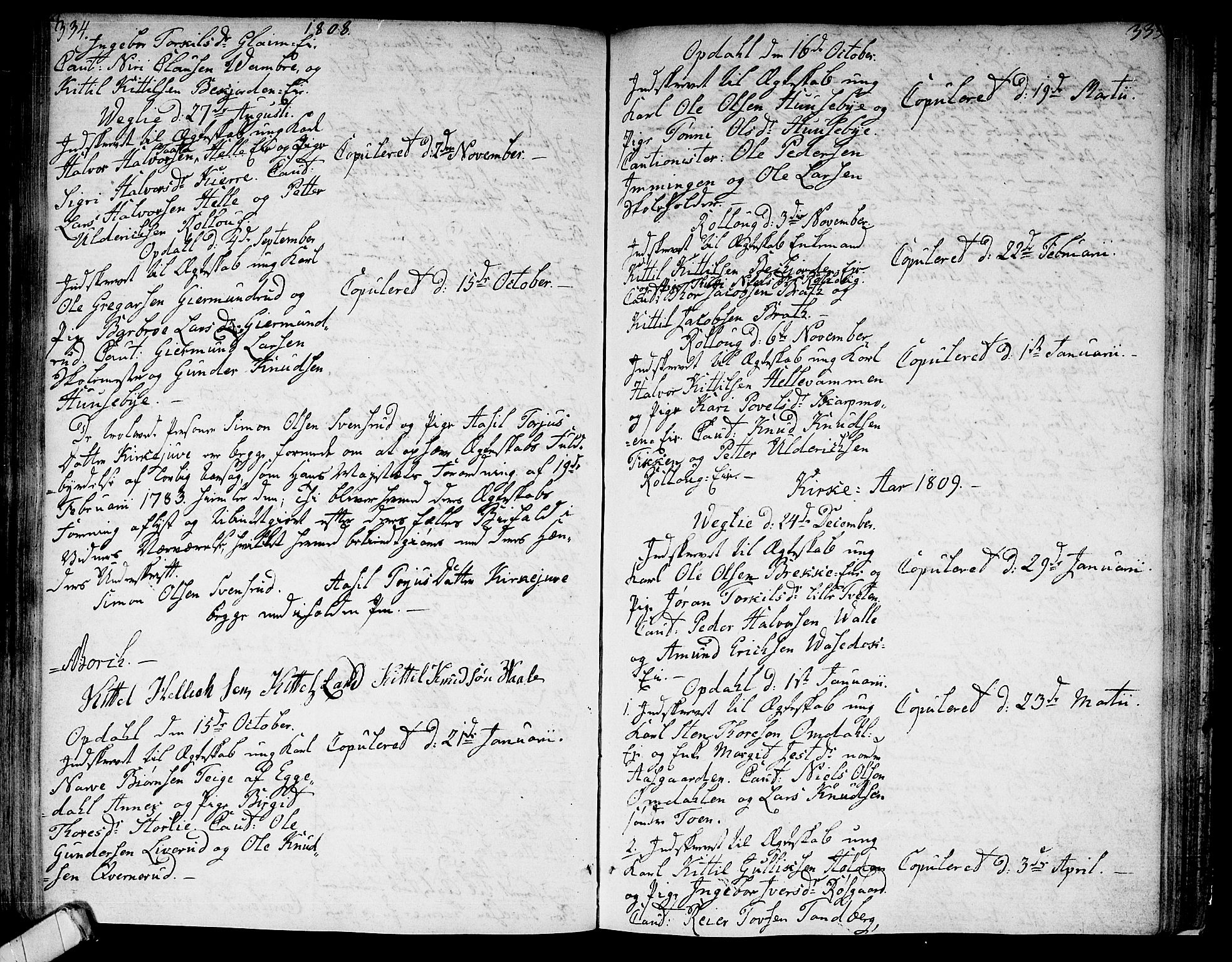 Rollag kirkebøker, SAKO/A-240/F/Fa/L0005: Parish register (official) no. I 5, 1792-1814, p. 334-335