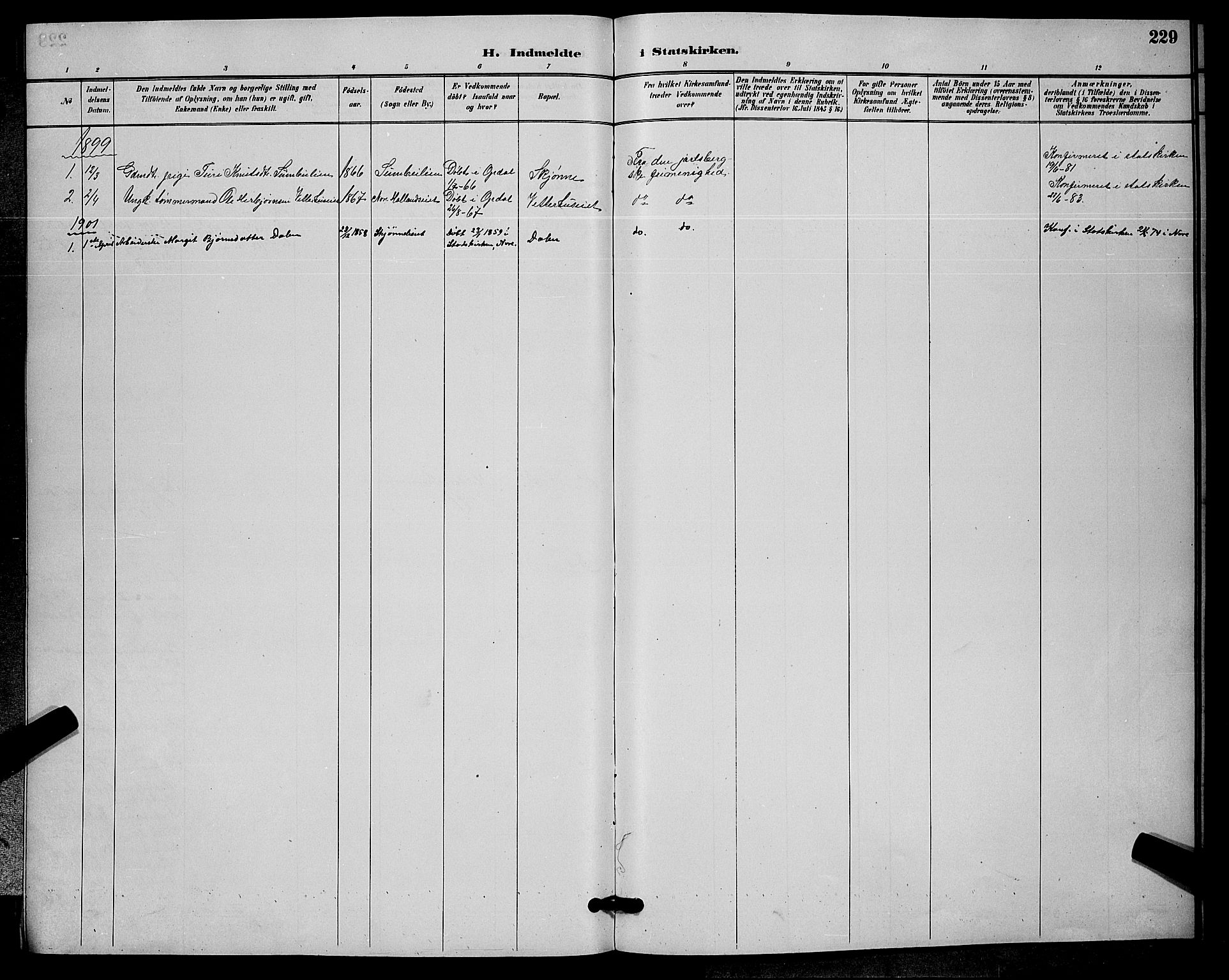 Nore kirkebøker, AV/SAKO-A-238/G/Ga/L0003: Parish register (copy) no. I 3, 1886-1903, p. 229