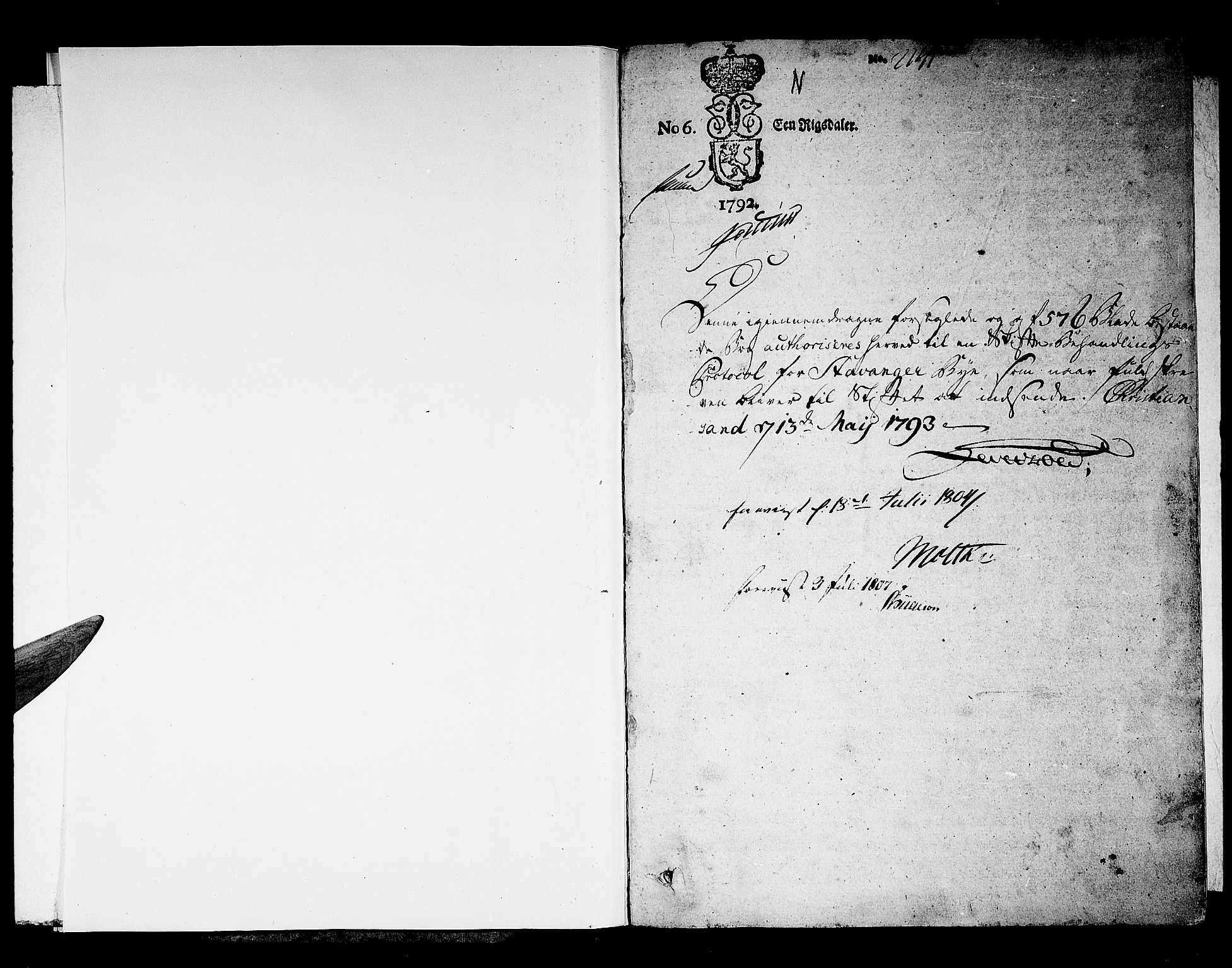 Stavanger byfogd, AV/SAST-A-101408/001/5/50/503BB/L0008A: Skifteprotokoll, 1793-1810, p. 0b-1a