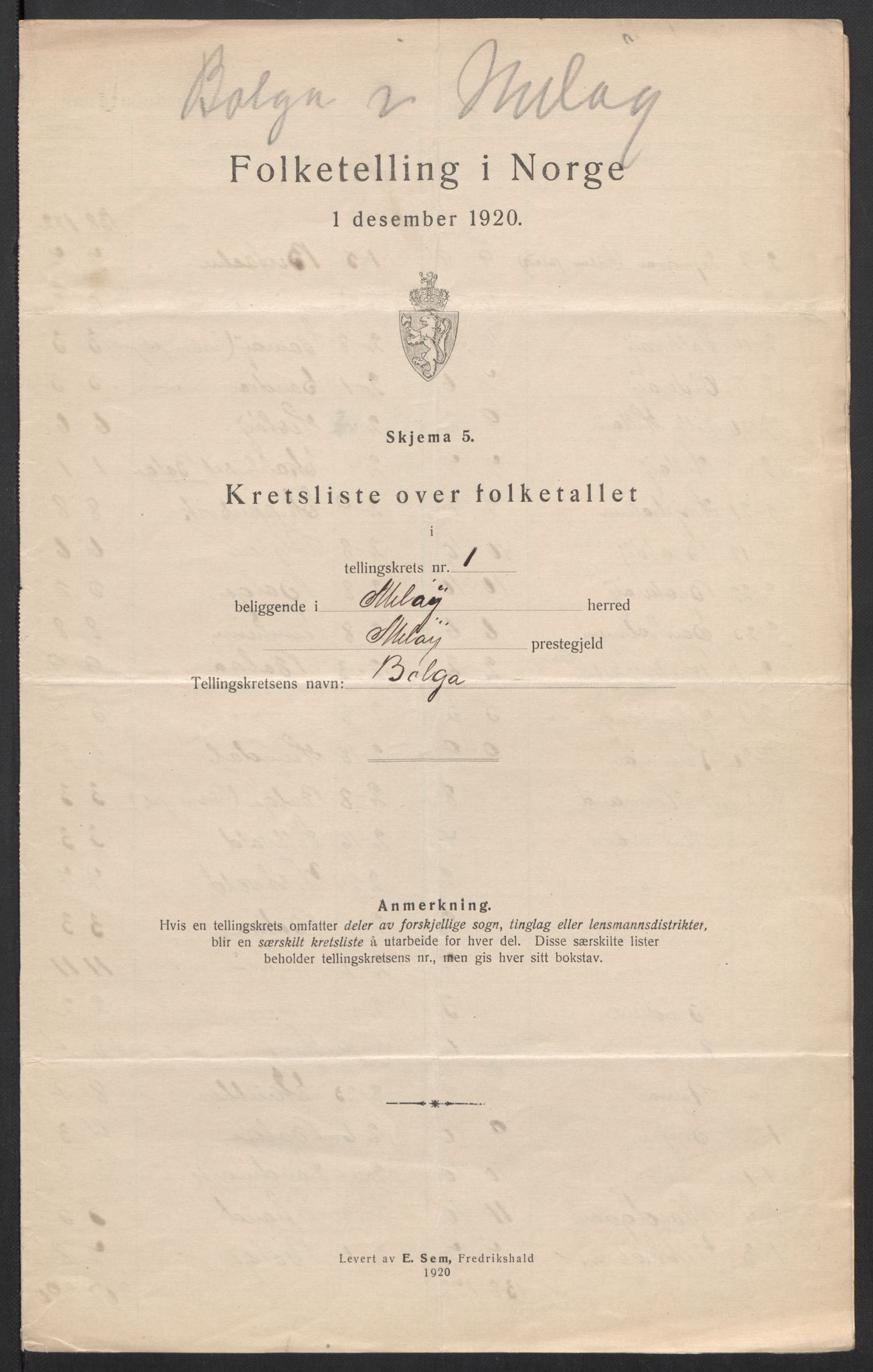 SAT, 1920 census for Meløy, 1920, p. 6