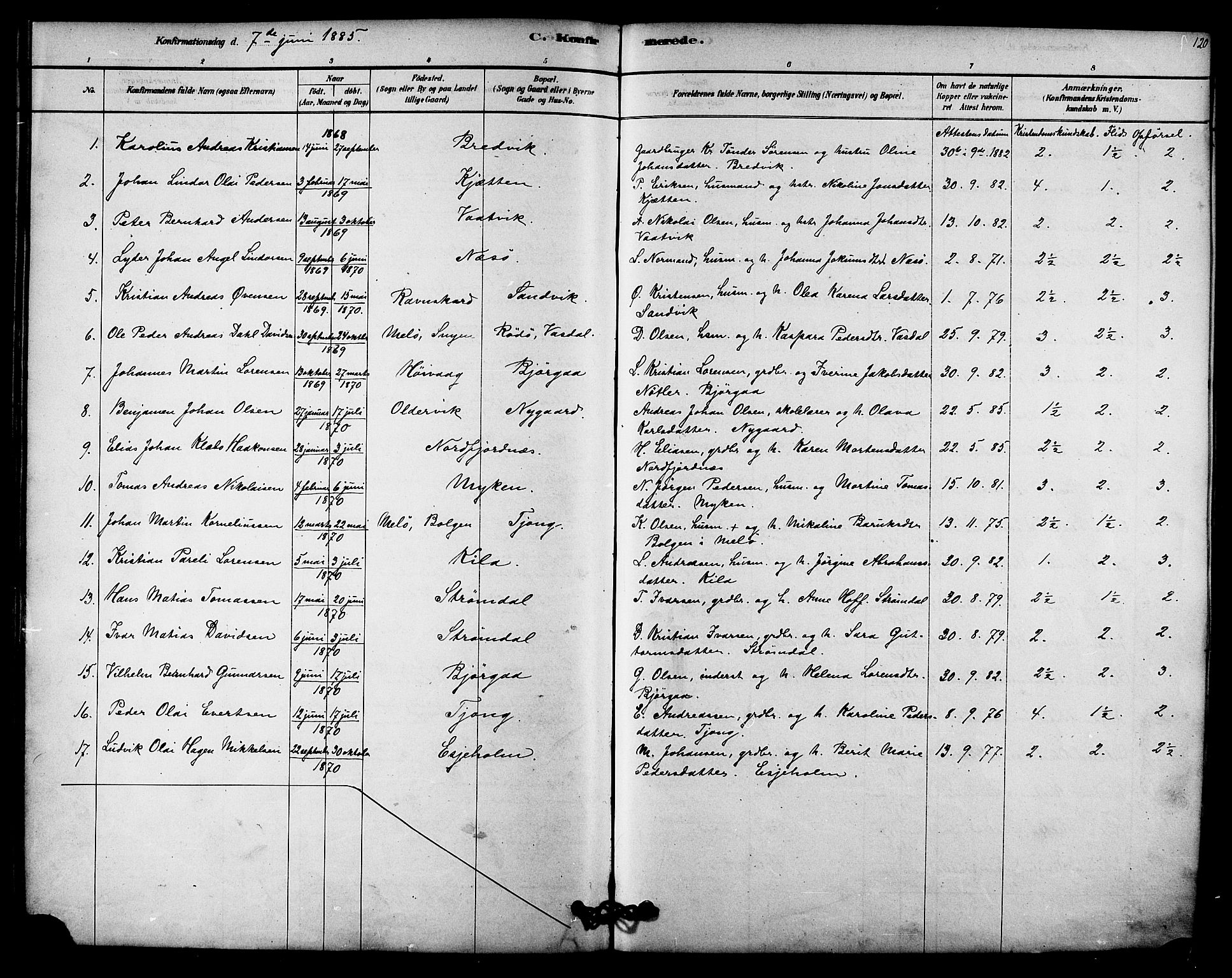 Ministerialprotokoller, klokkerbøker og fødselsregistre - Nordland, SAT/A-1459/841/L0609: Parish register (official) no. 841A12, 1878-1901, p. 120
