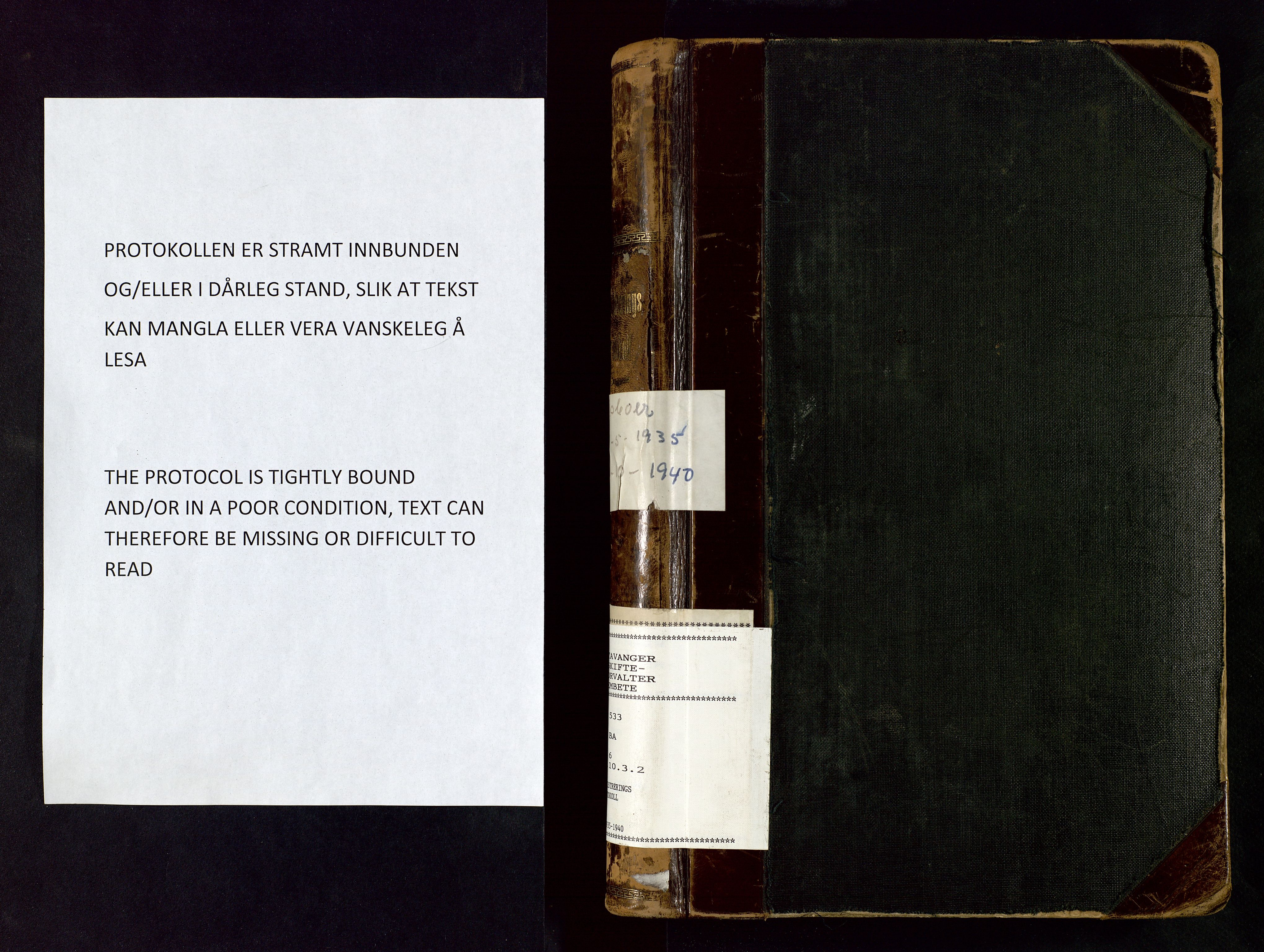 Stavanger skifteforvalter, AV/SAST-A-101412/001/5/53/533BA/L0006: Registreringsprotokoll, 1935-1940