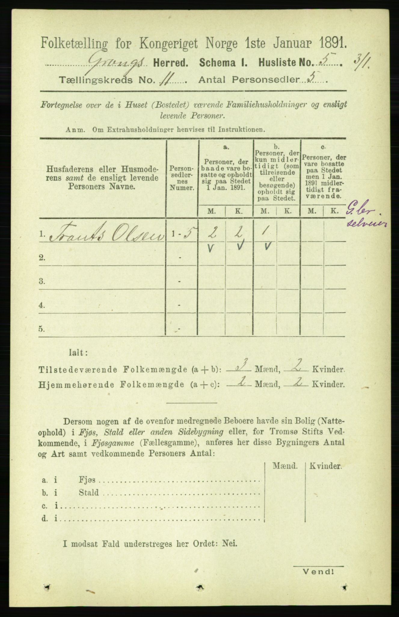 RA, 1891 census for 1742 Grong, 1891, p. 4035