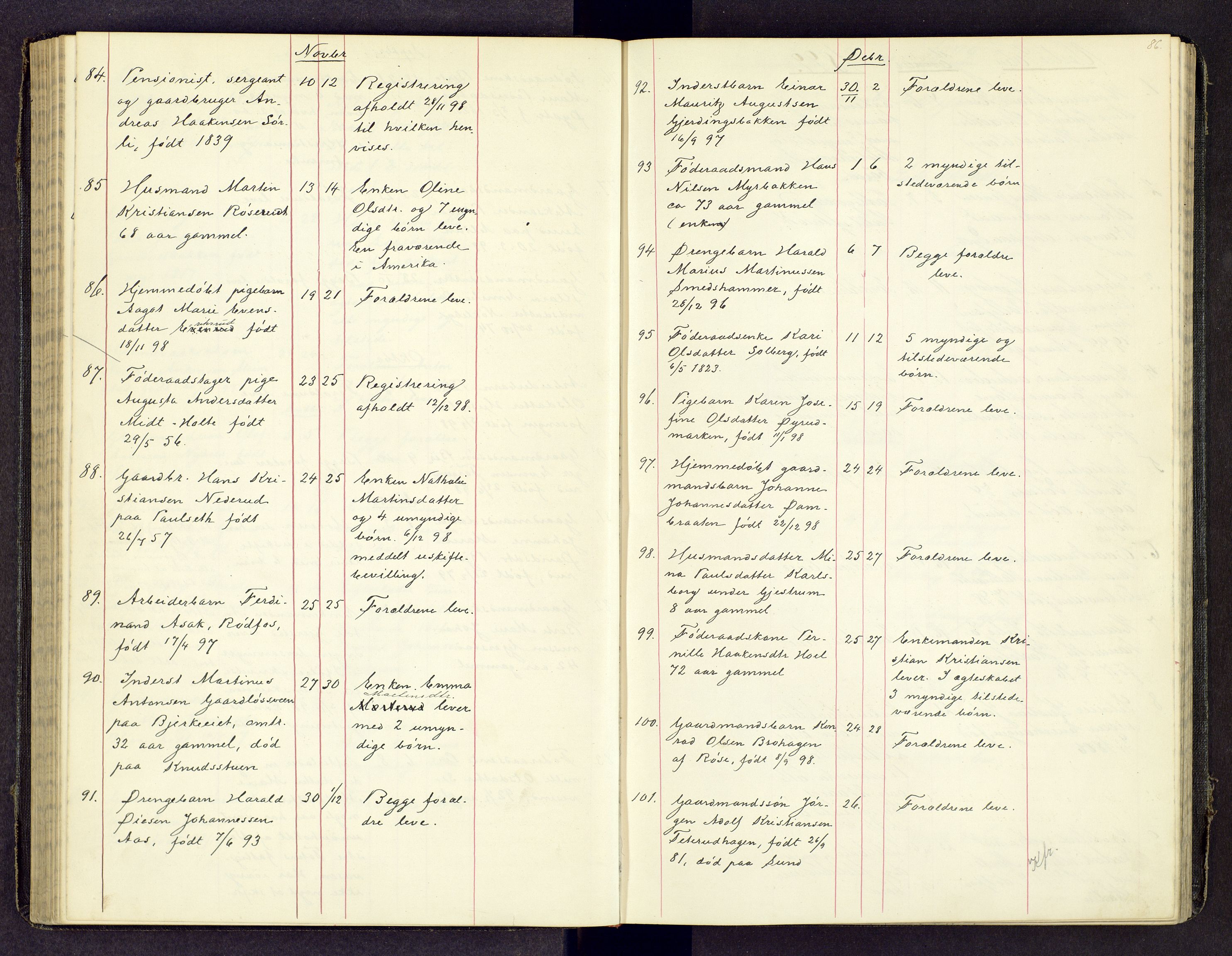 Toten tingrett, SAH/TING-006/J/Jl/L0003: Dødsfallsjournal, 1893-1908, p. 85b-86a